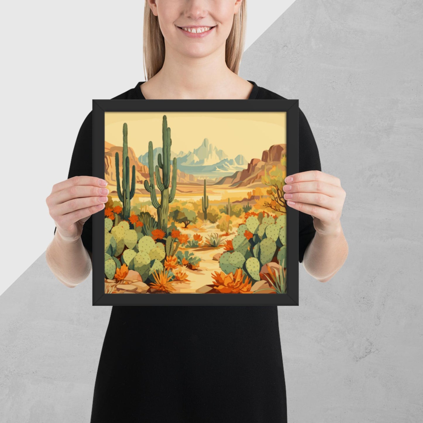 Mountainous Desert Life Framed Poster