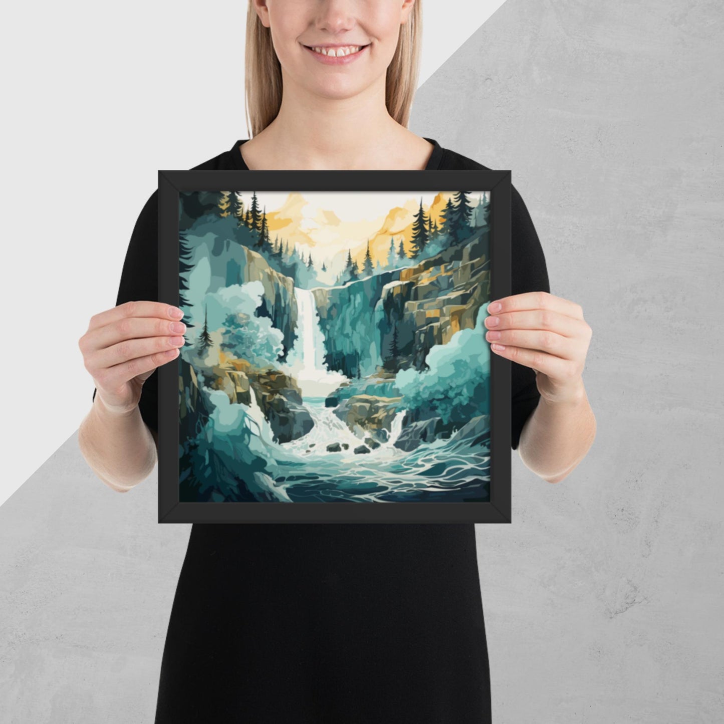 Roaring Forest Waterfall Framed Poster