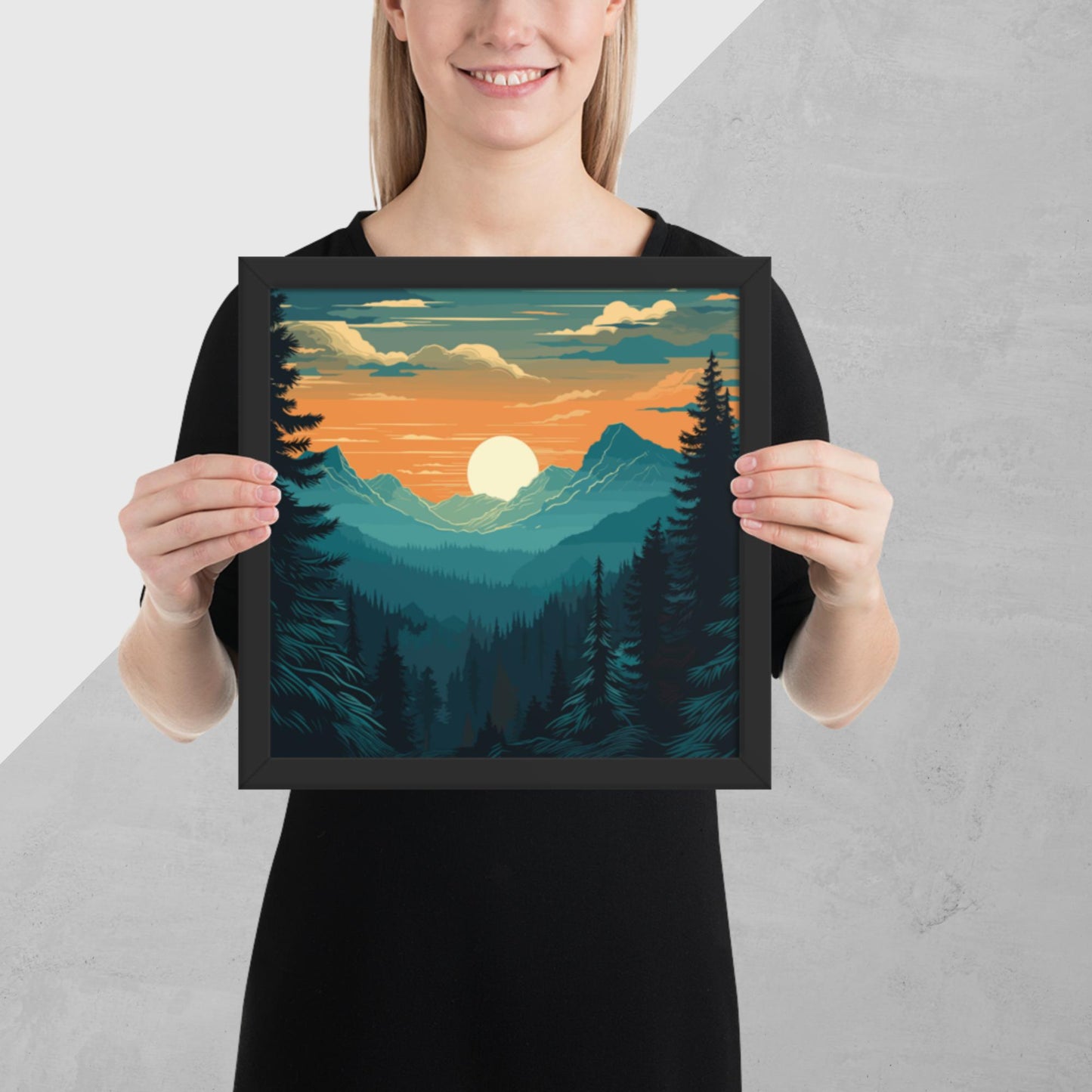 Forest Skyline Sunset Framed Poster