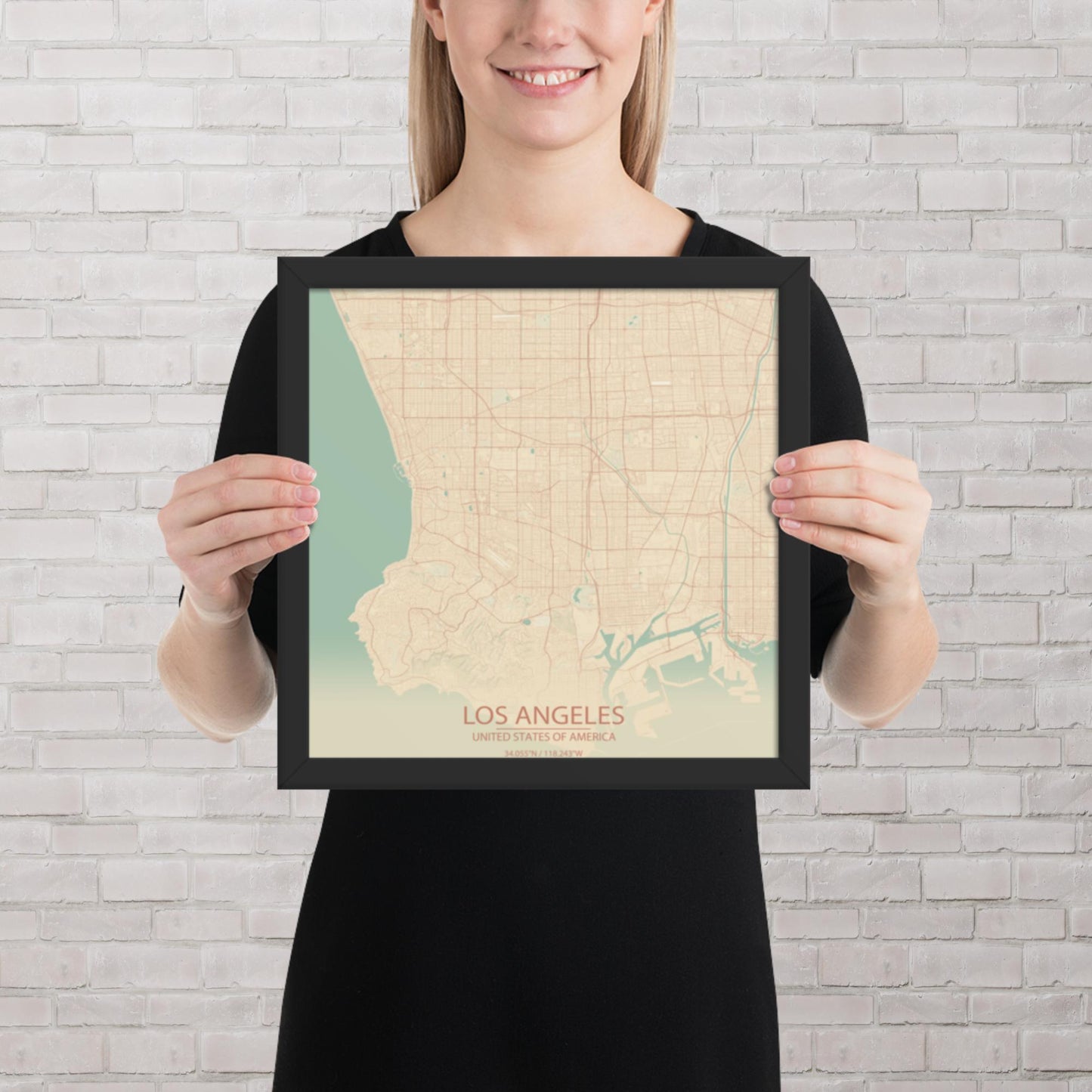 Los Angeles Vintage Style Framed Map