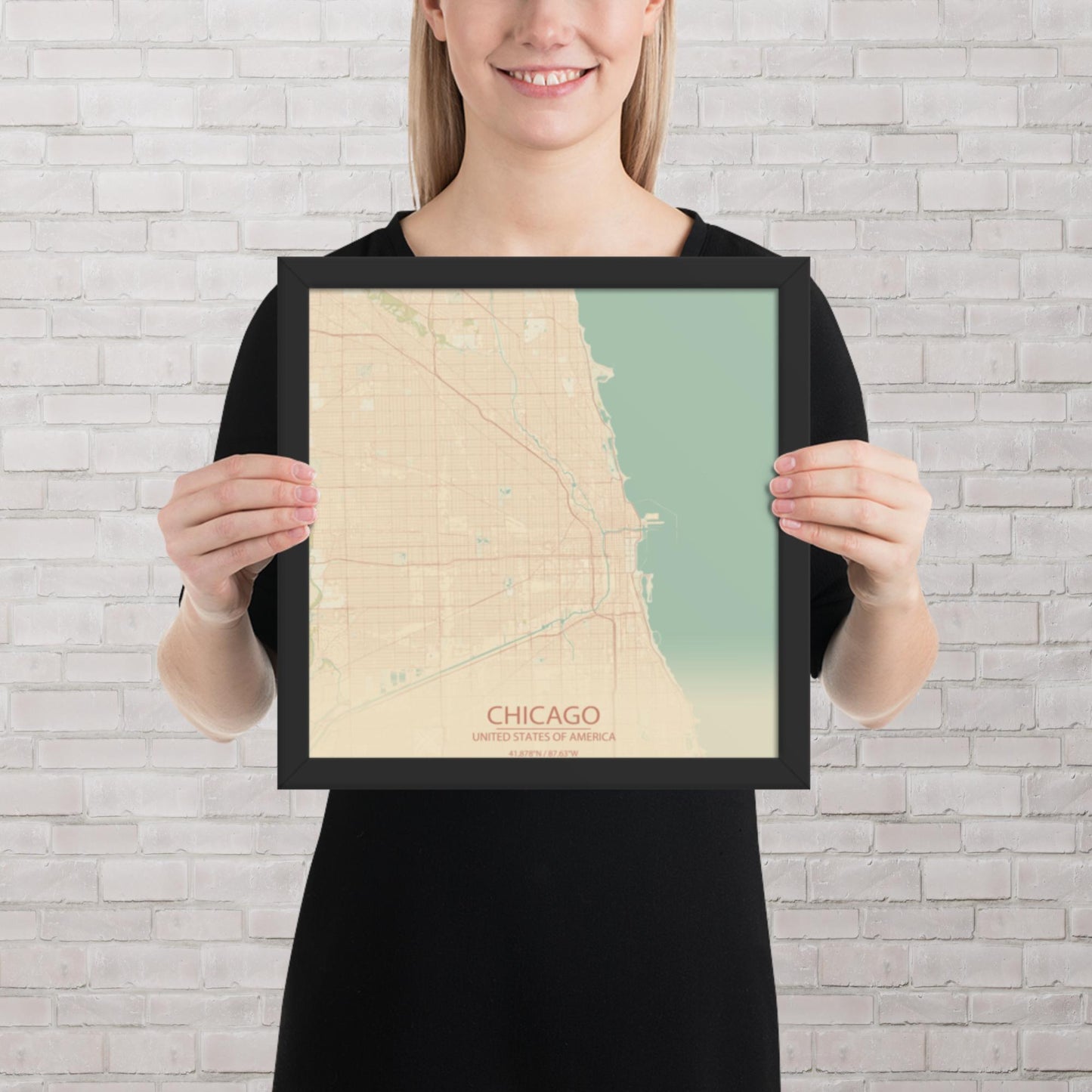 Chicago Vintage Style Framed Map