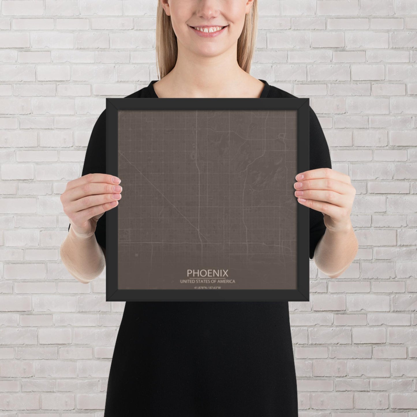 Phoenix Brown and Grey Framed Map