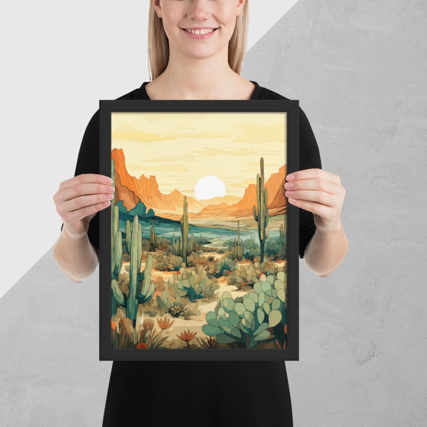 Desert Hills Shrubs Framed Poster