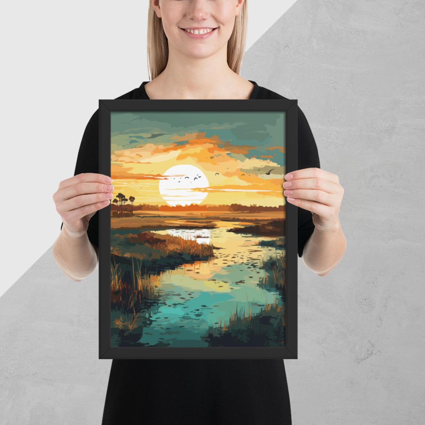 Marshland Sunset Framed Poster