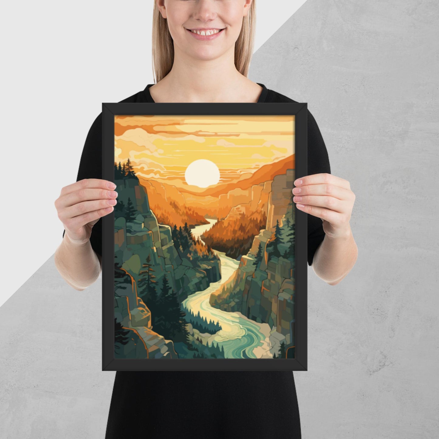 Canyon River Sunset Framed Poster