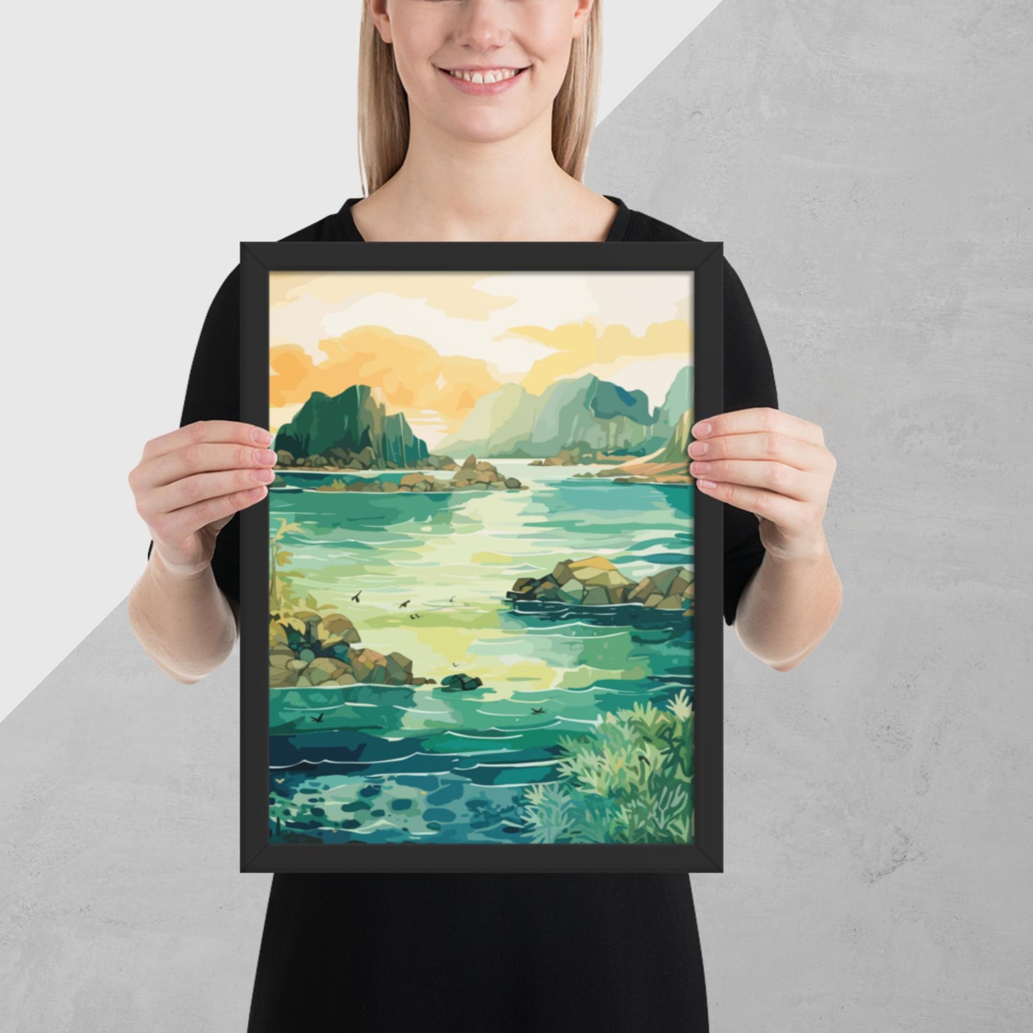 Tropical Island Rocks Framed Poster