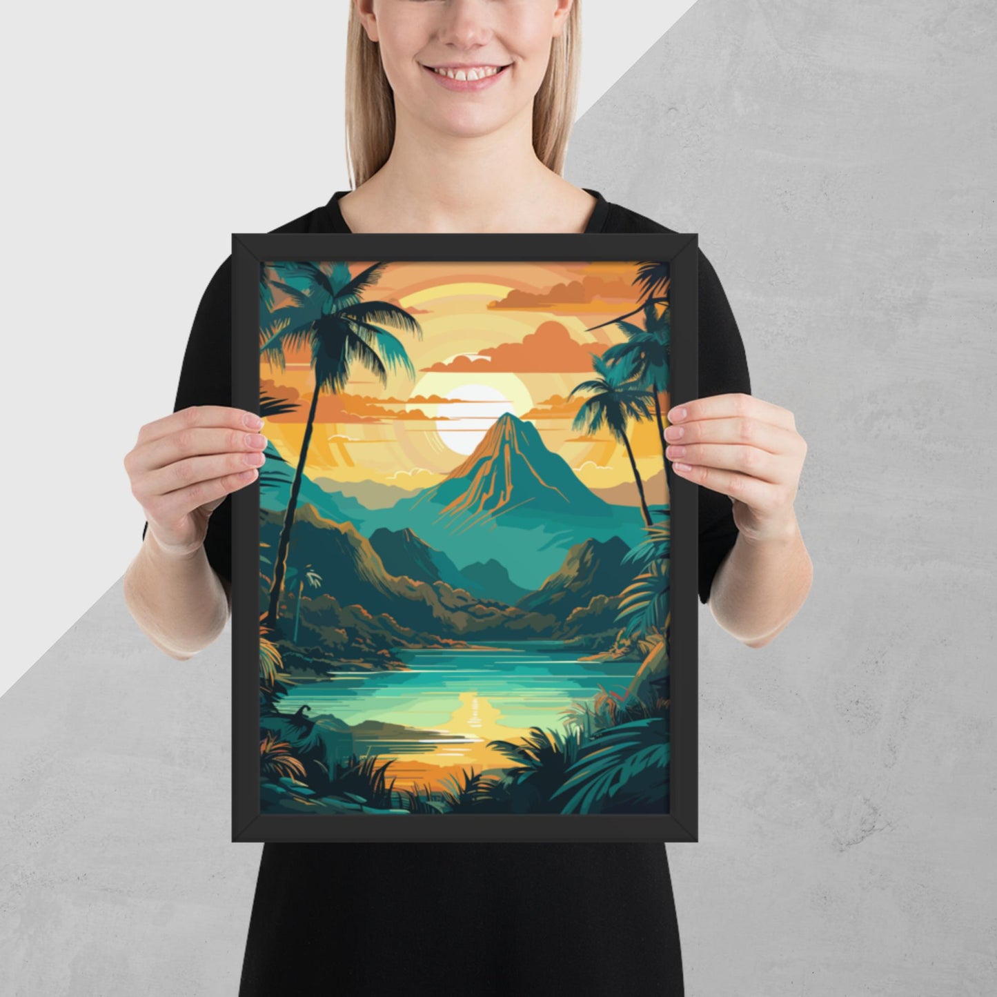 Rainforest Mountain Sunset Framed Poster