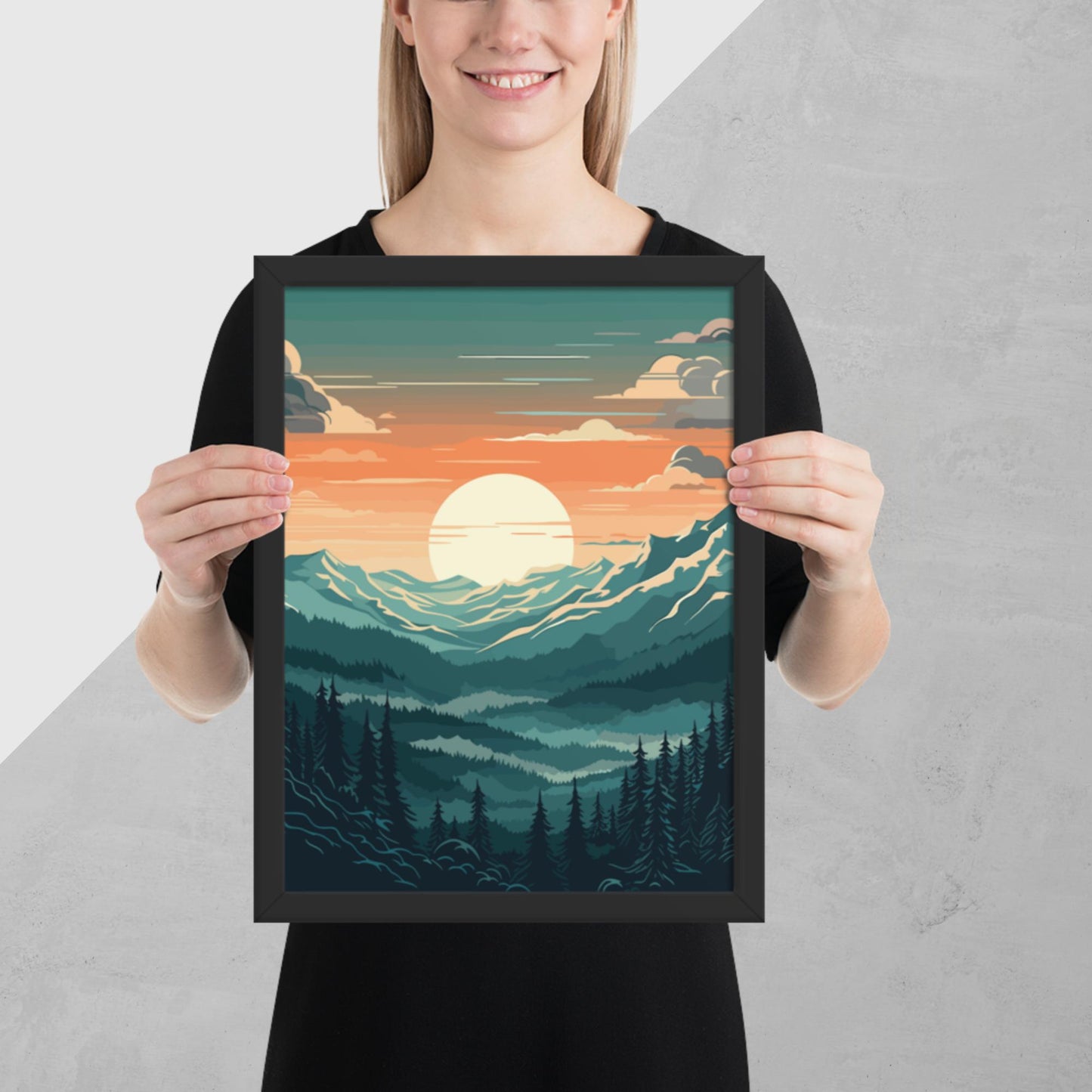 Forest Mountain Landscape Framed Poster