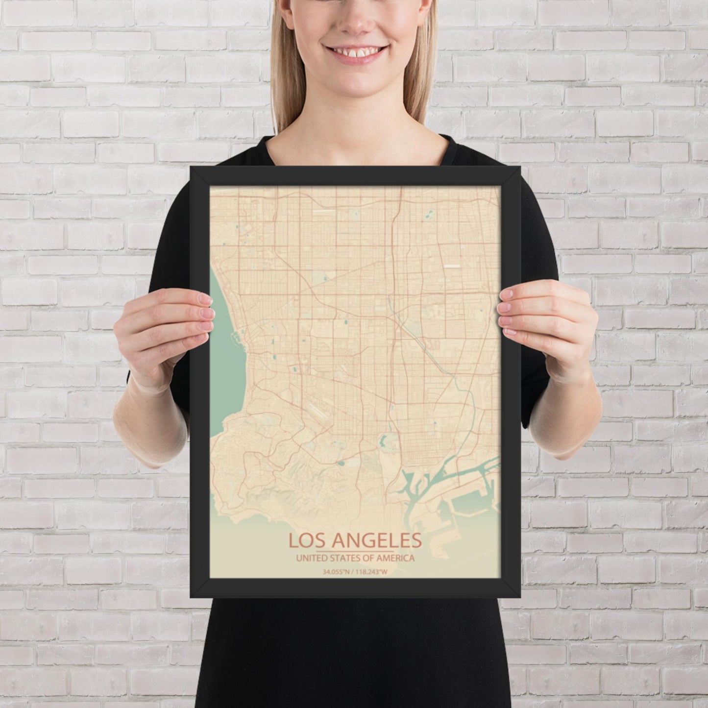 Los Angeles Vintage Style Framed Map