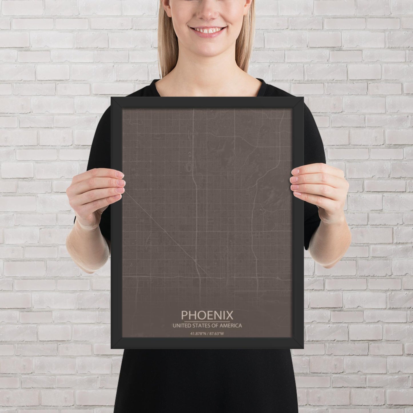 Phoenix Brown and Grey Framed Map