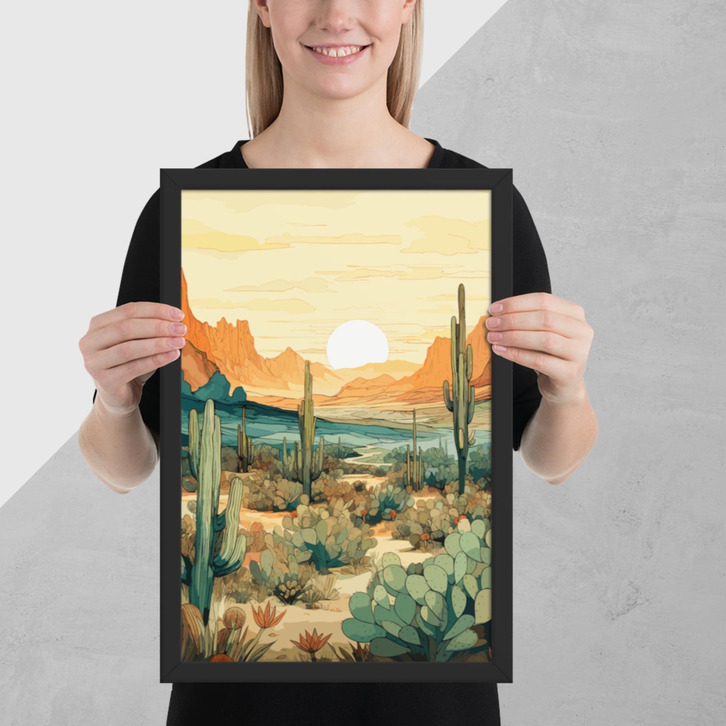 Desert Hills Shrubs Framed Poster