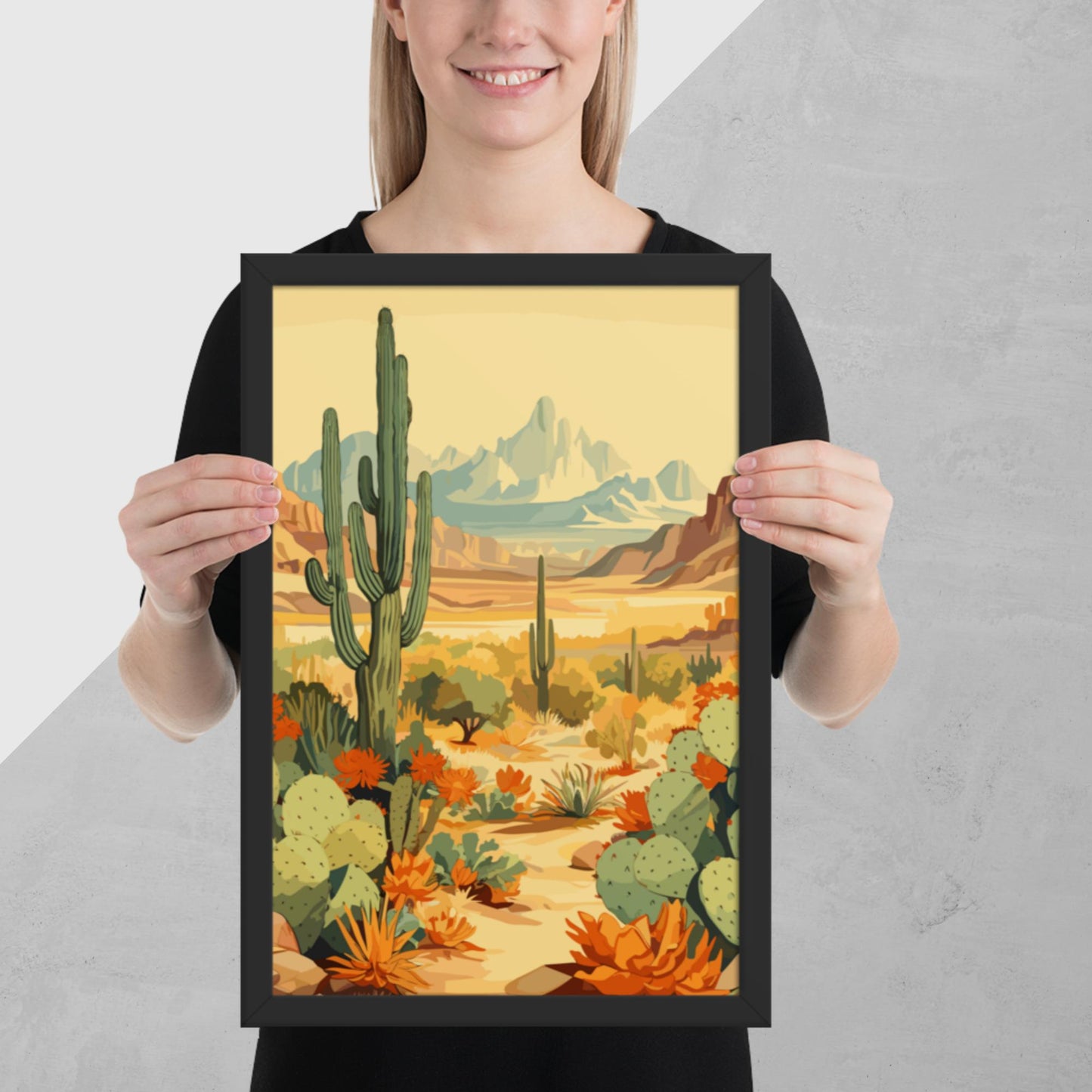 Mountainous Desert Life Framed Poster