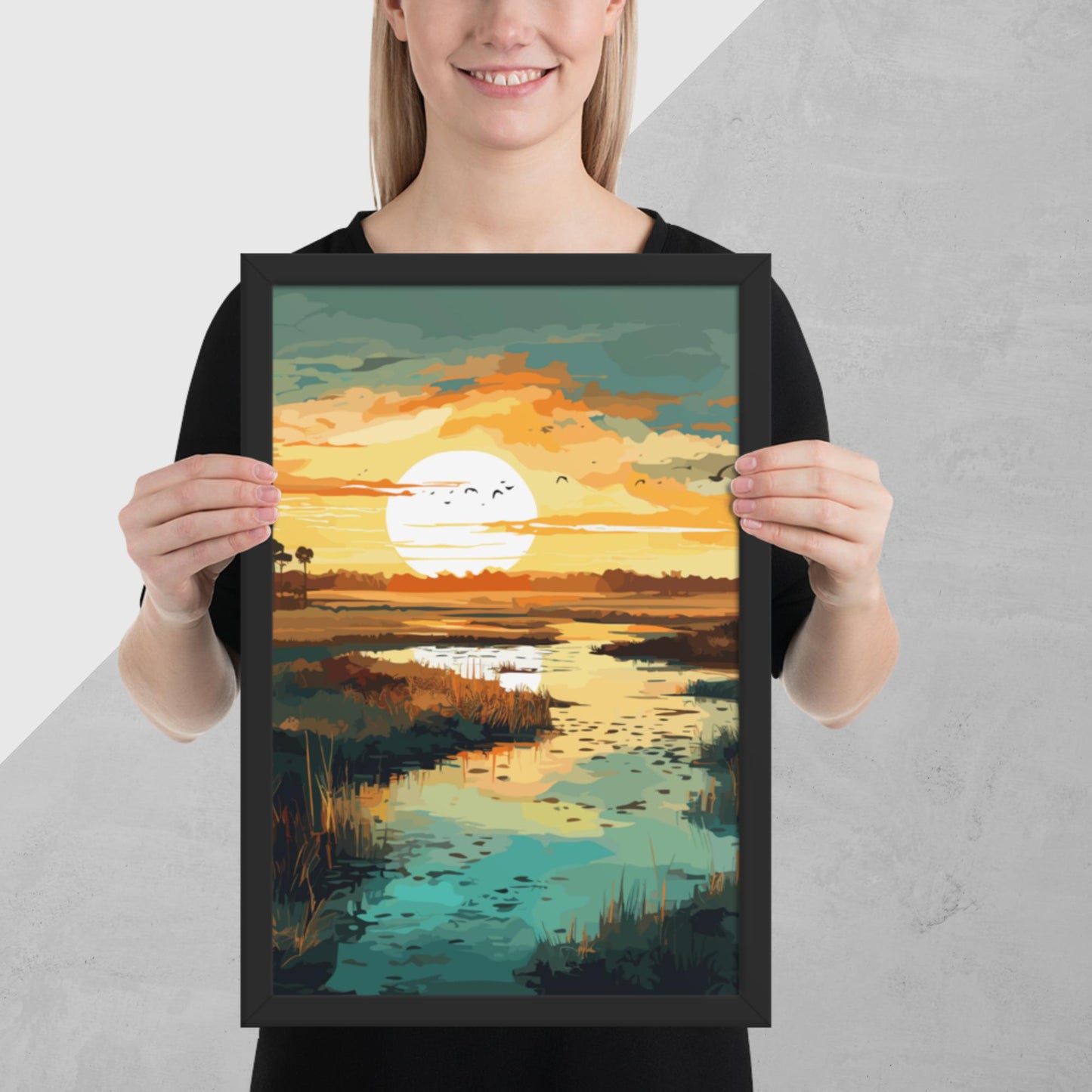 Marshland Sunset Framed Poster
