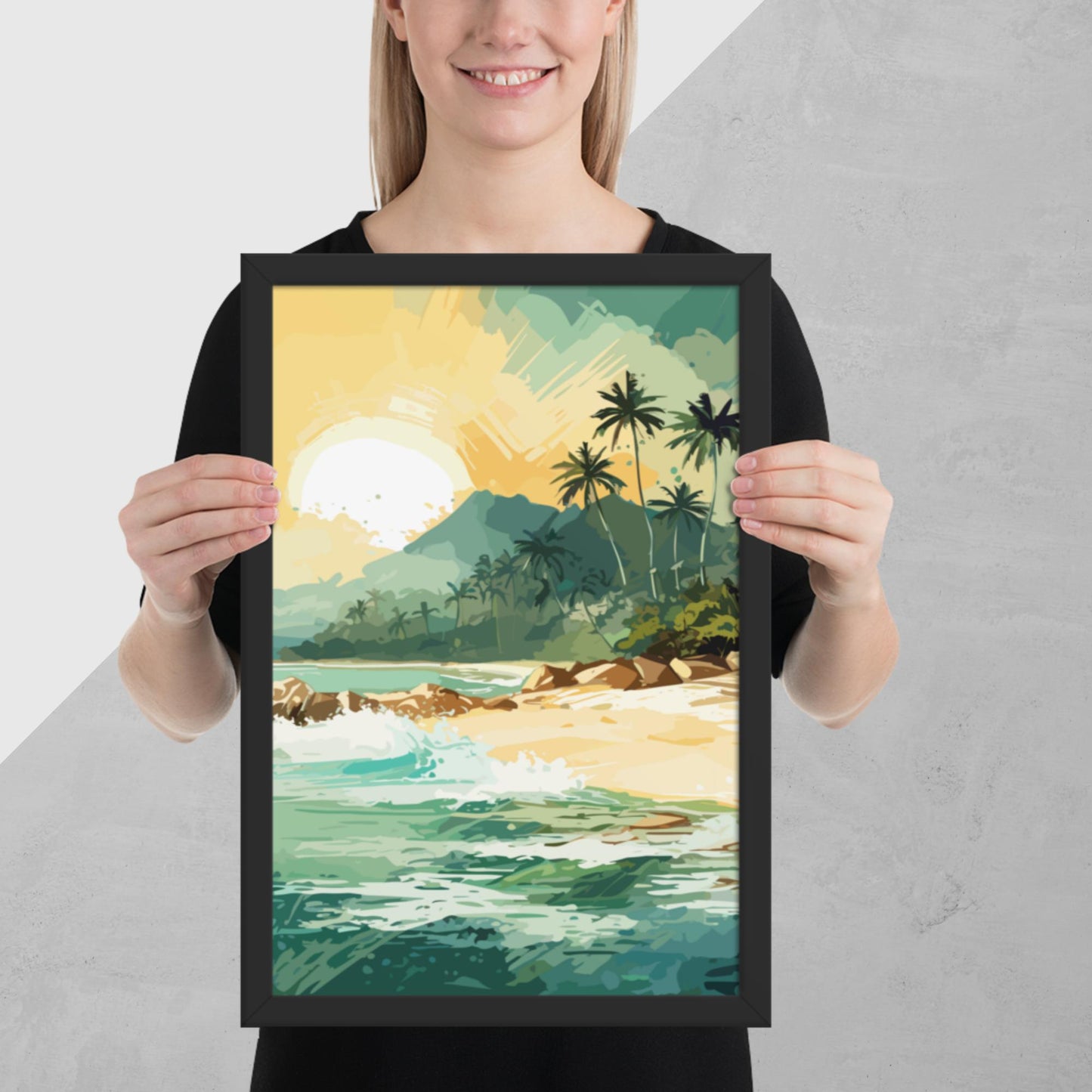 Tropical Island Beach Framed Poster