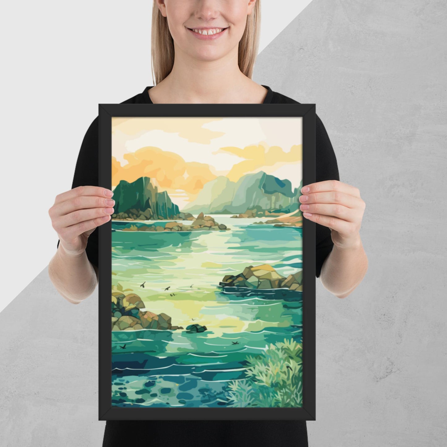 Tropical Island Rocks Framed Poster