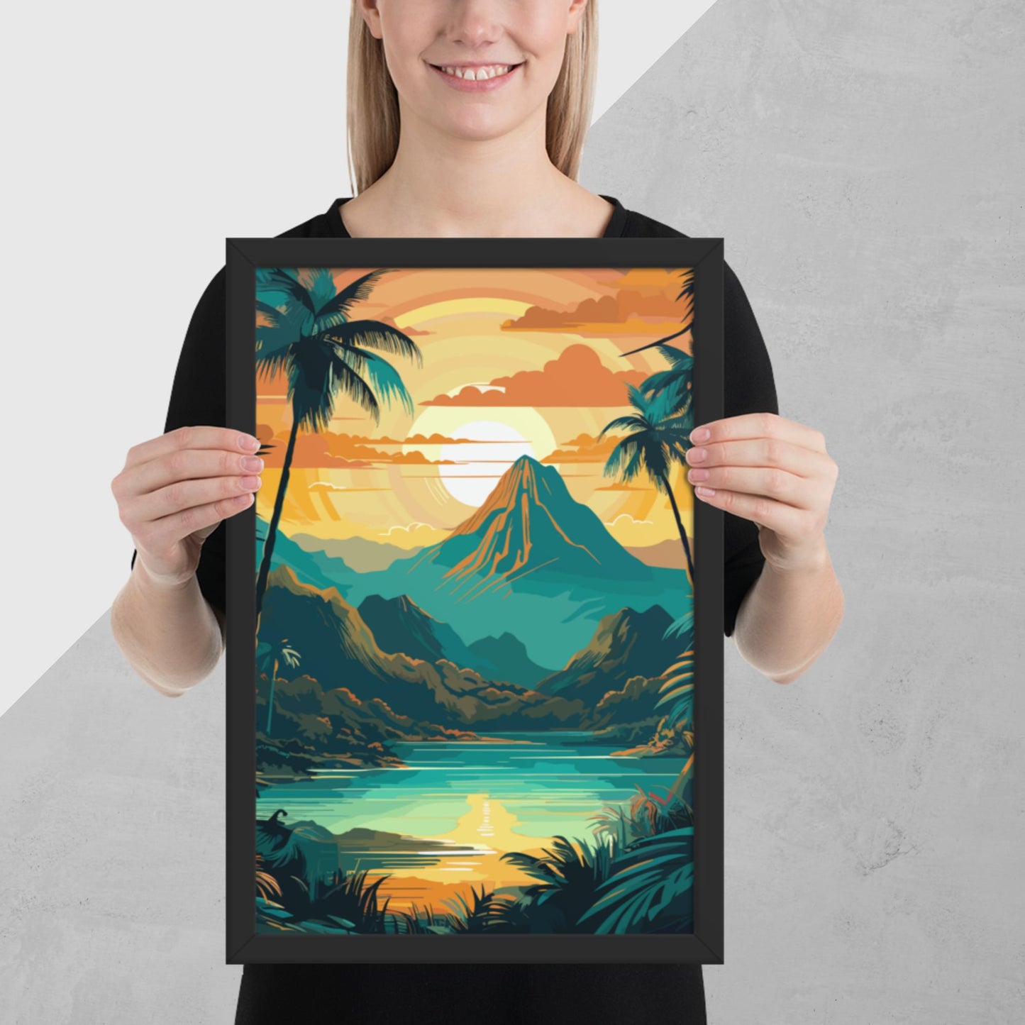 Rainforest Mountain Sunset Framed Poster