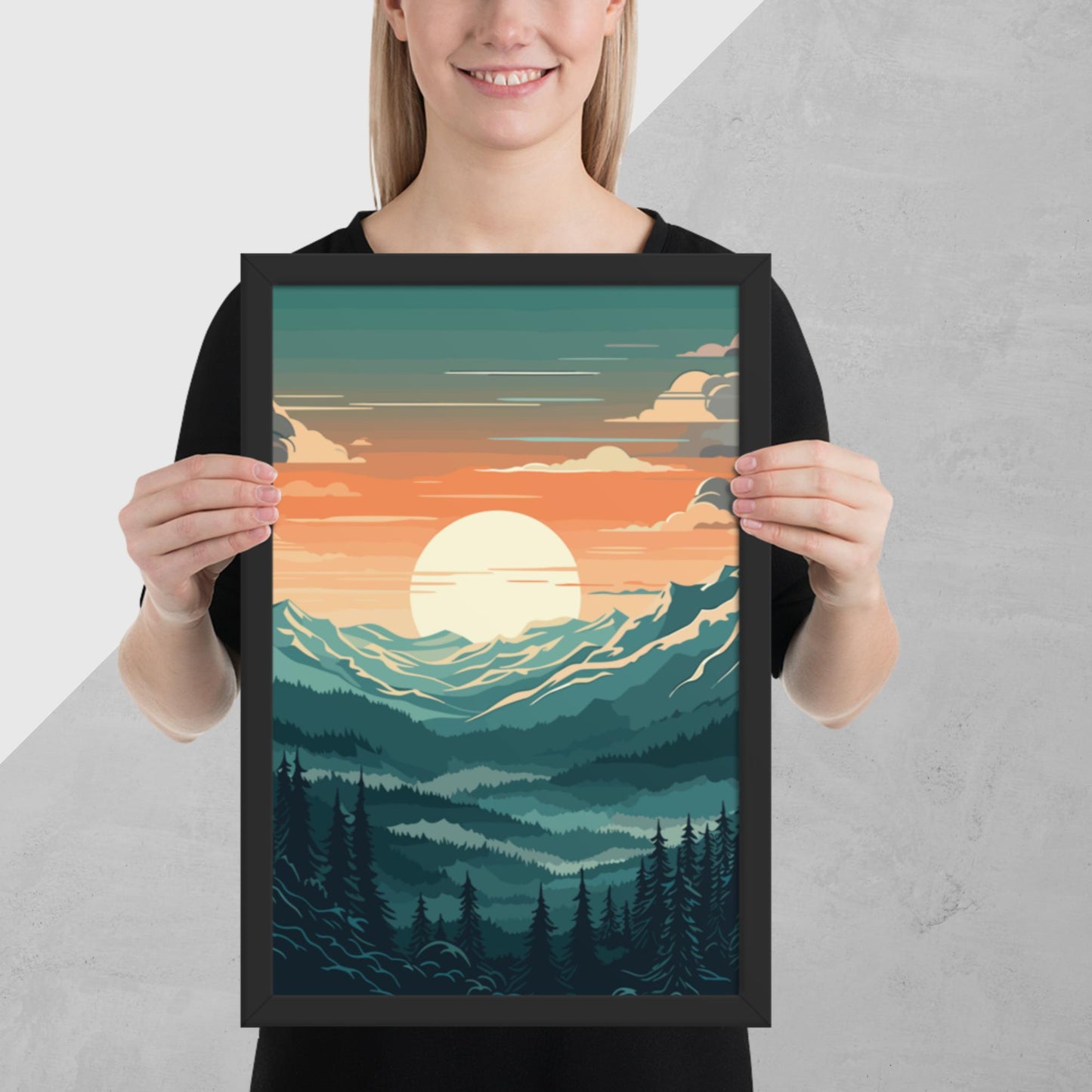 Forest Mountain Landscape Framed Poster