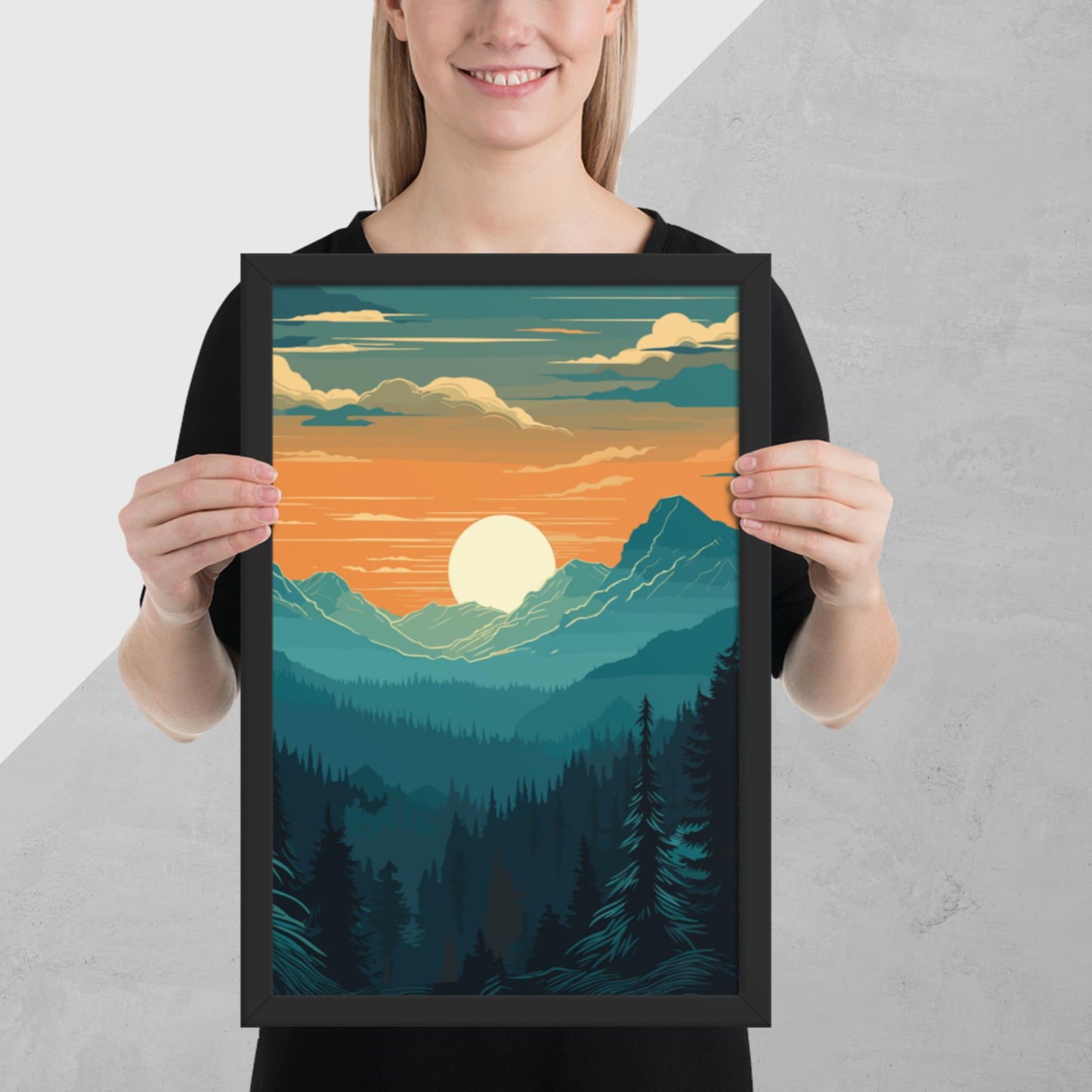 Forest Skyline Sunset Framed Poster