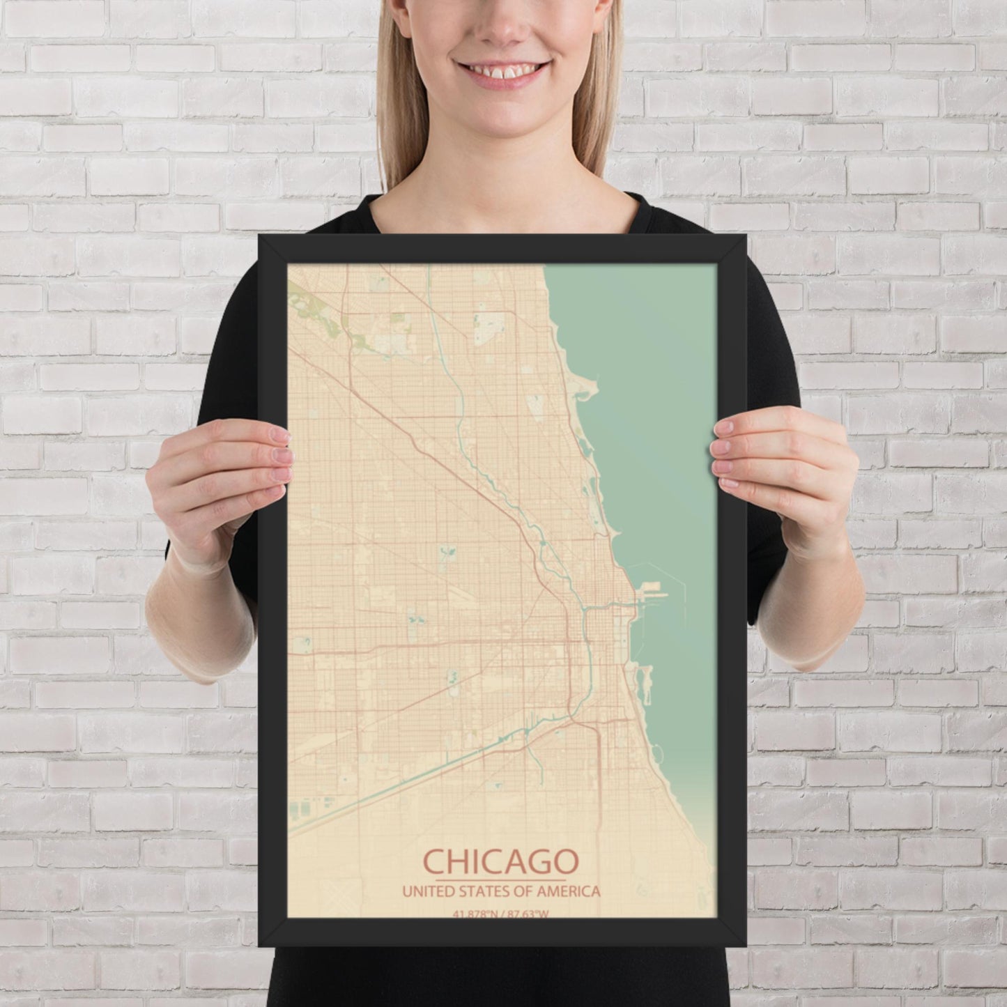 Chicago Vintage Style Framed Map