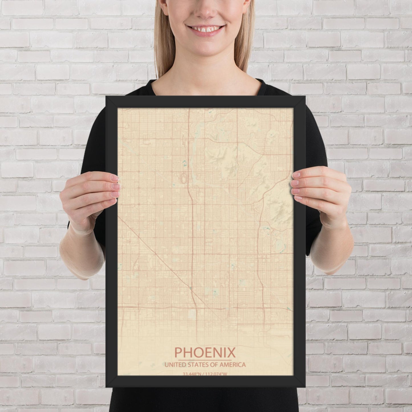 Phoenix Vintage Style Framed Map