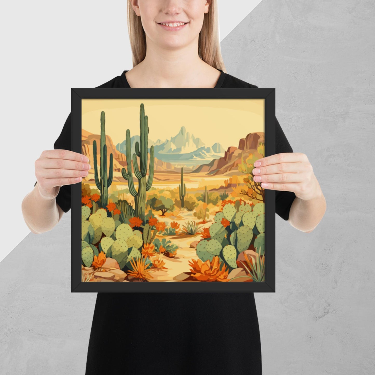 Mountainous Desert Life Framed Poster