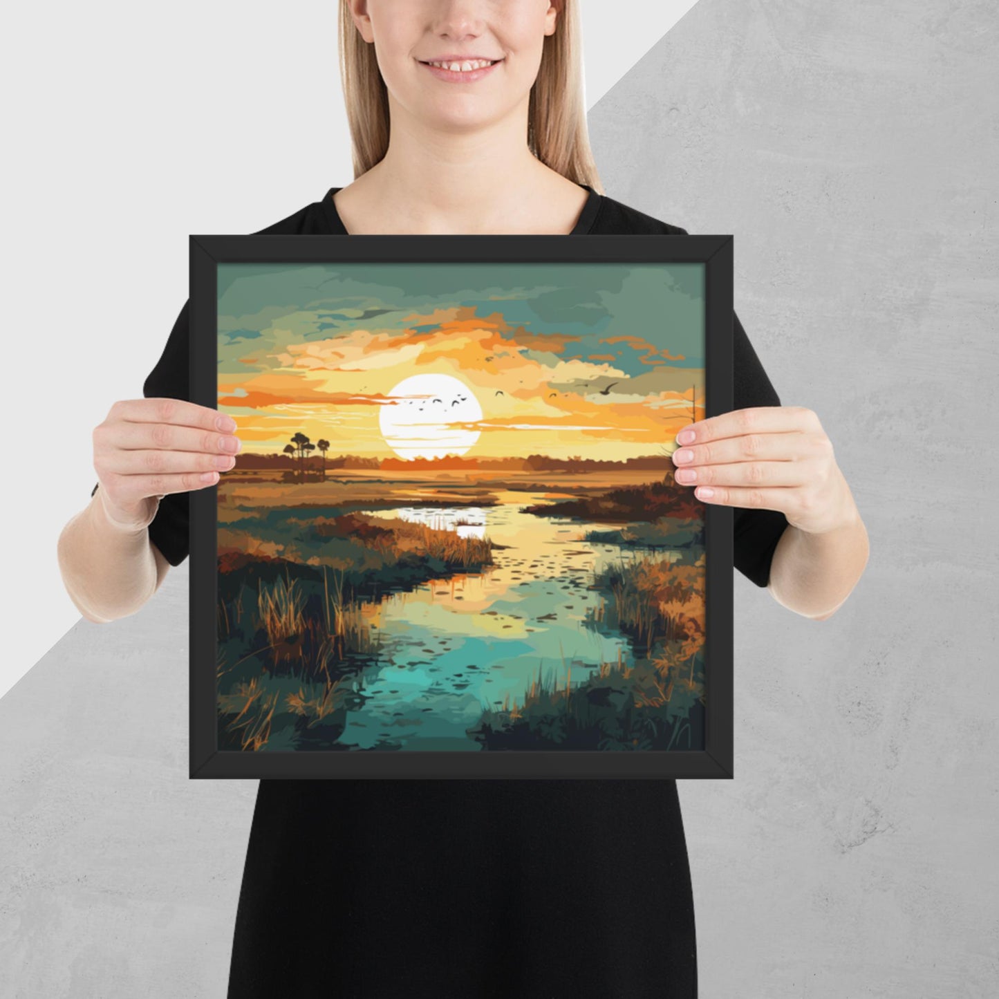 Marshland Sunset Framed Poster