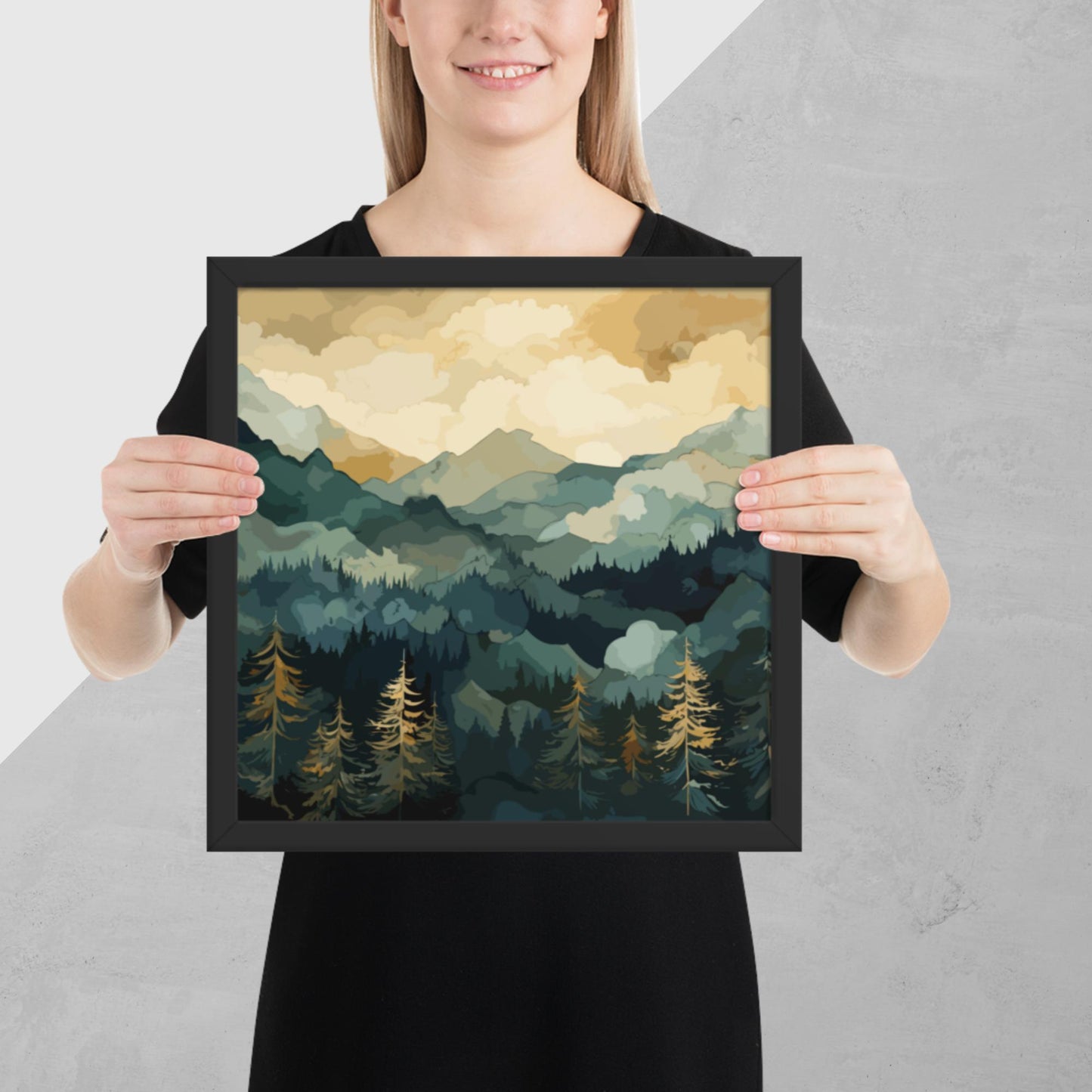 Mountainous Forest Framed Poster