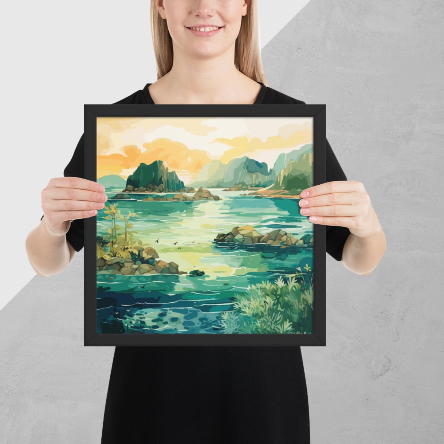 Tropical Island Rocks Framed Poster