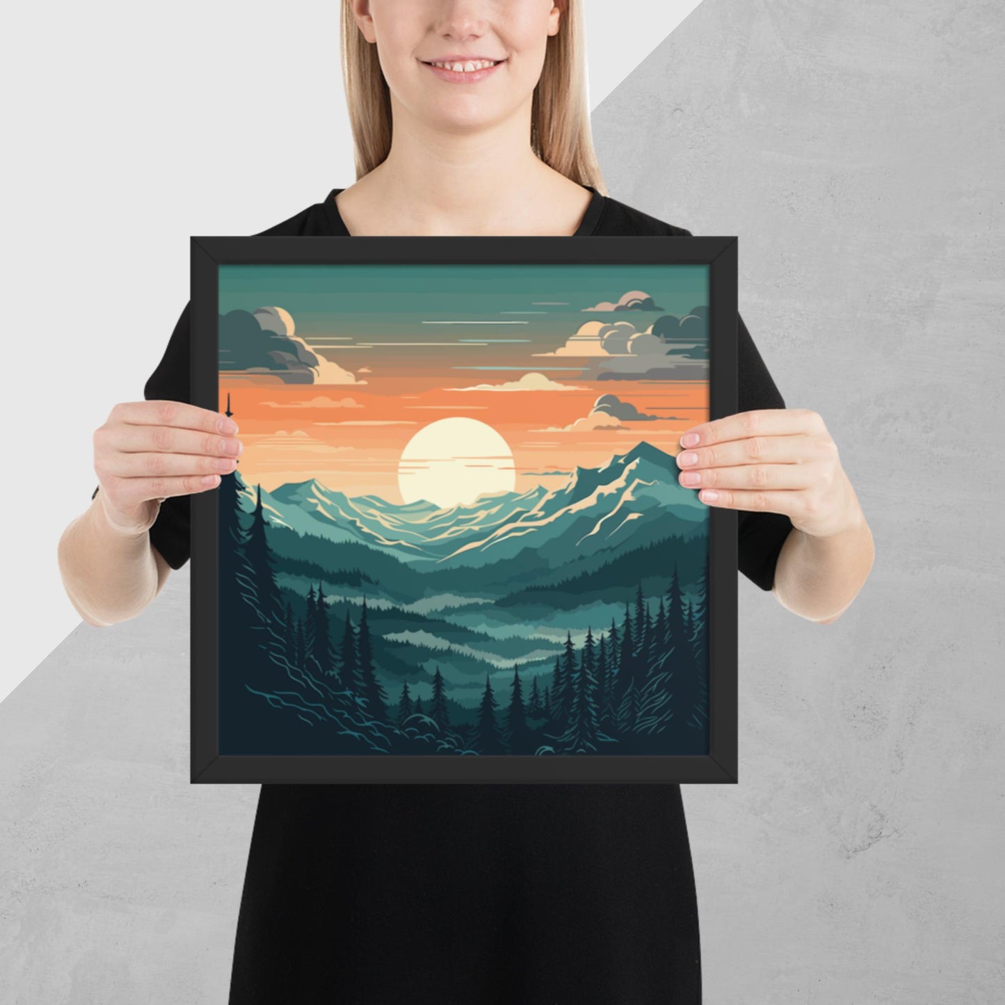Forest Mountain Landscape Framed Poster