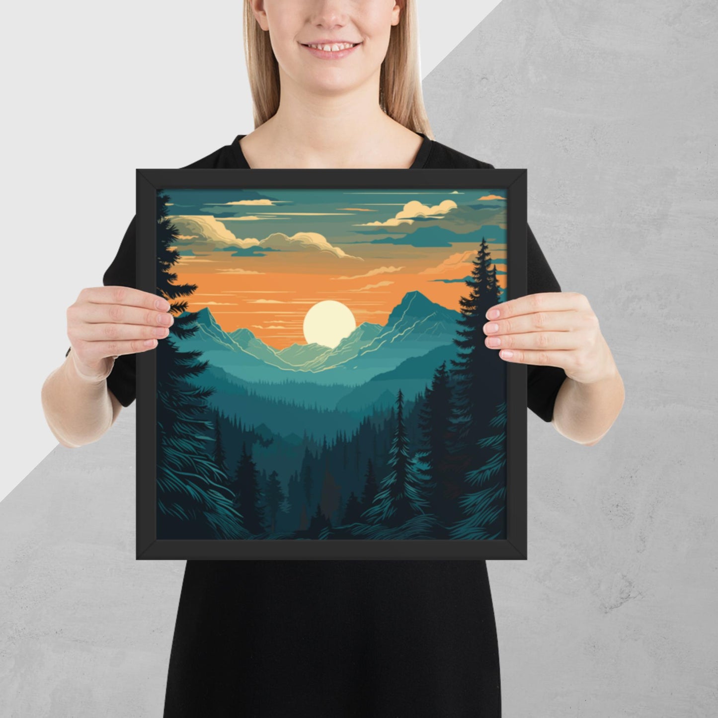 Forest Skyline Sunset Framed Poster