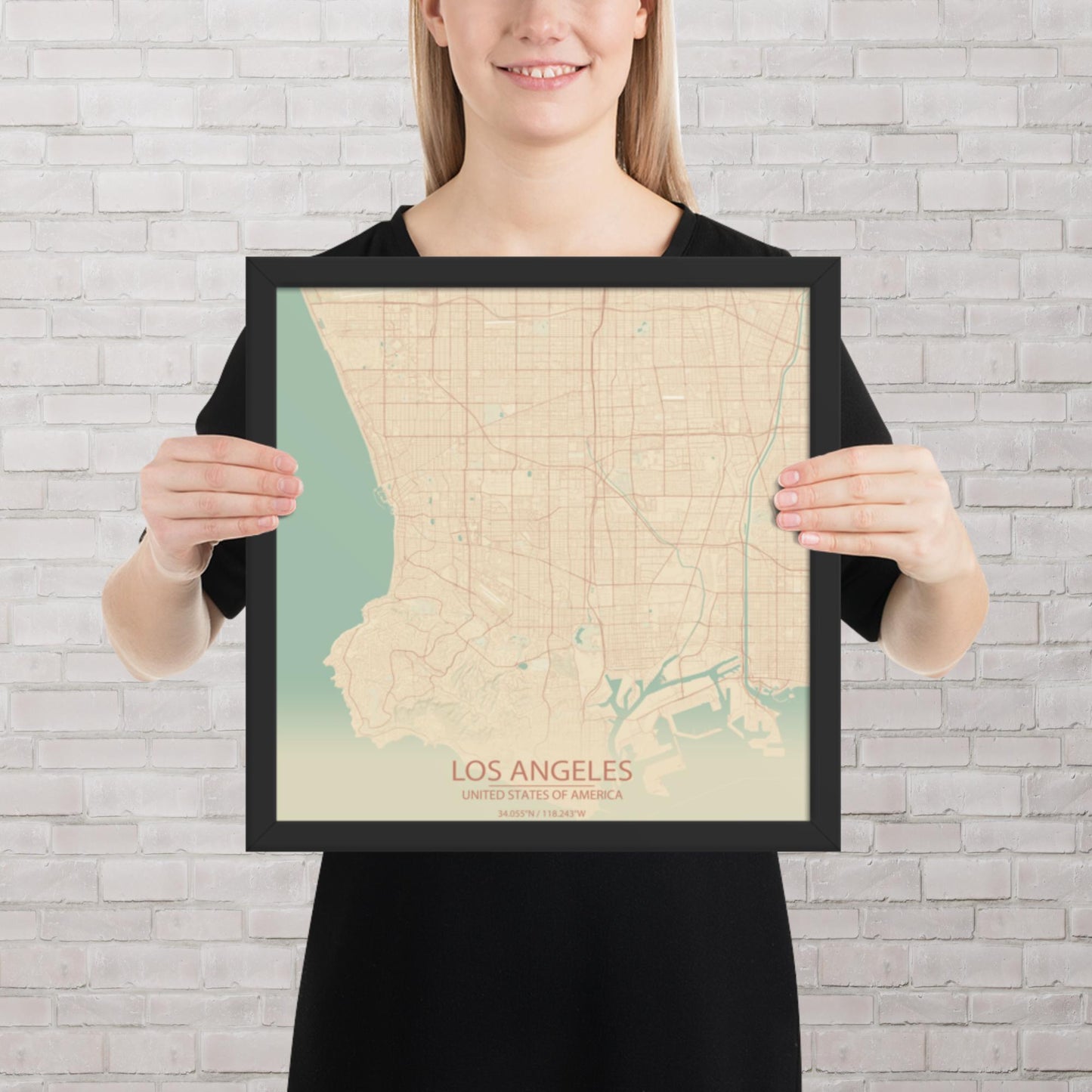 Los Angeles Vintage Style Framed Map