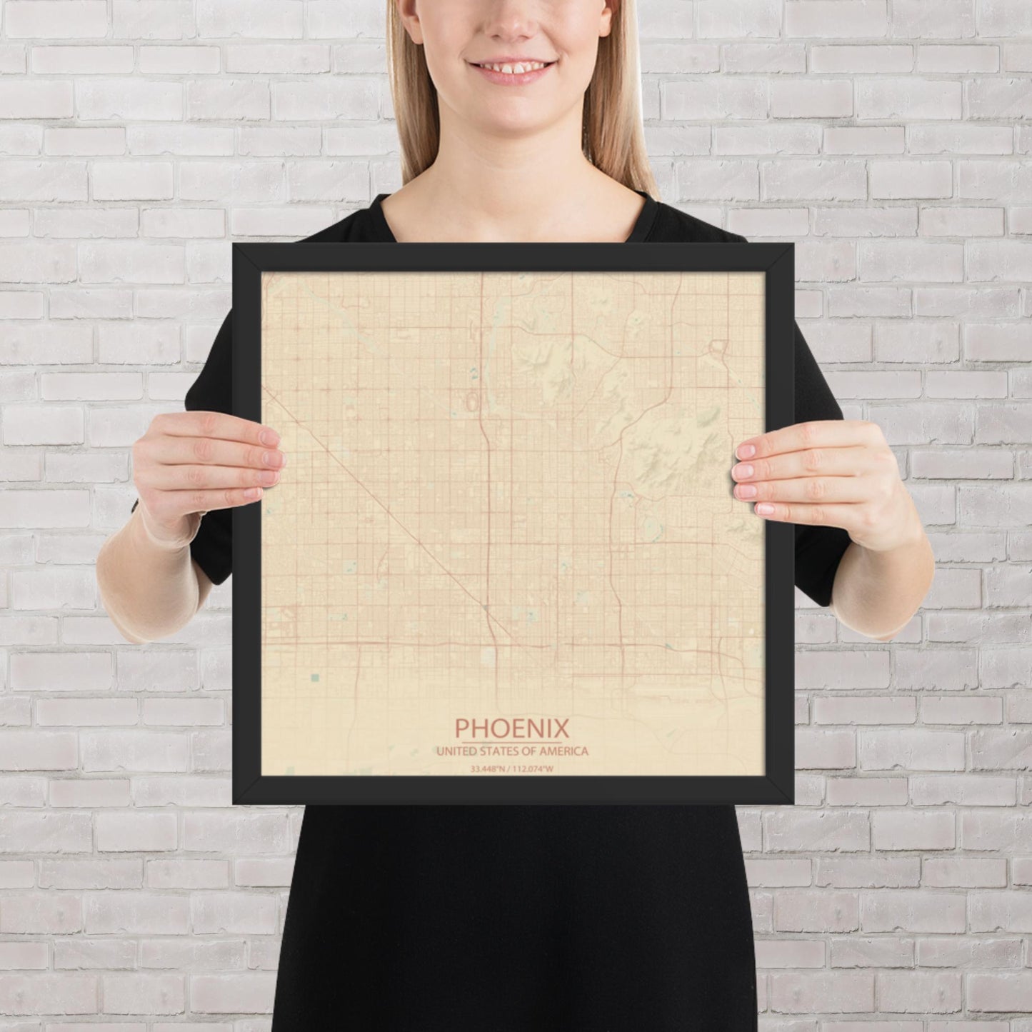 Phoenix Vintage Style Framed Map