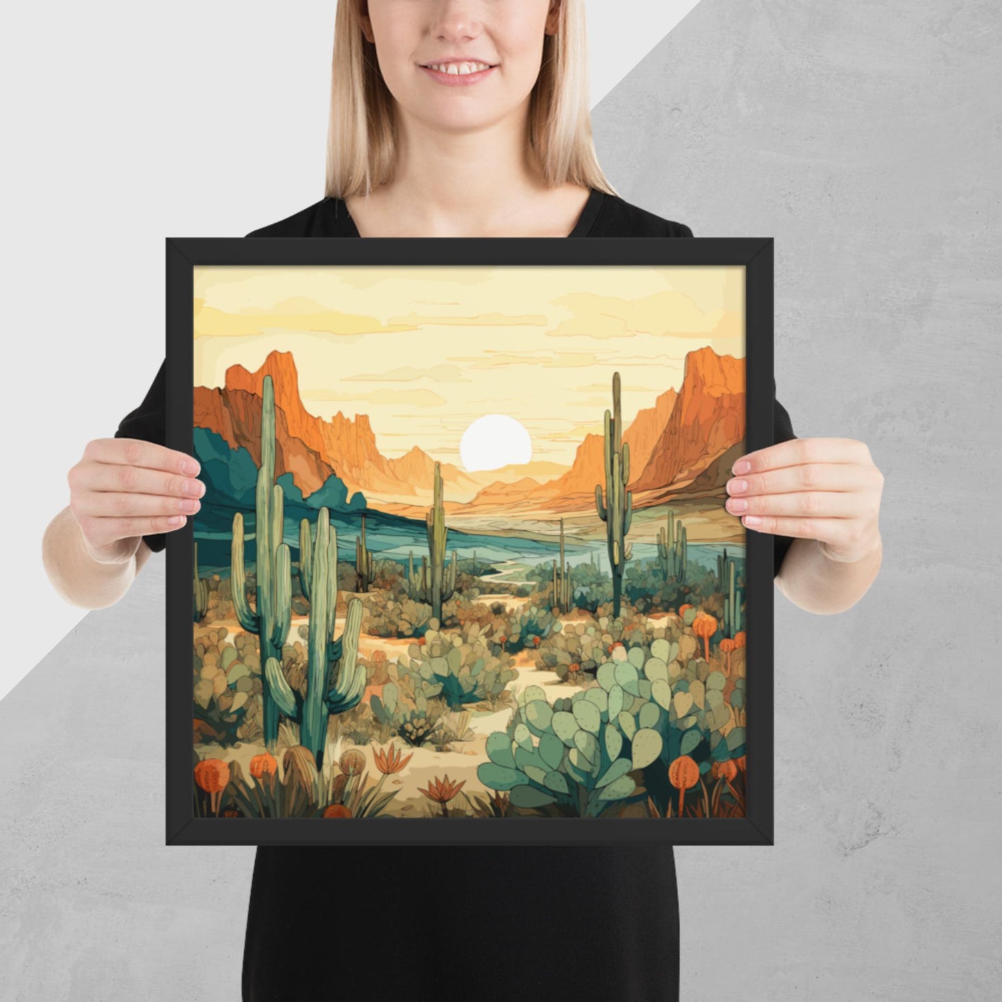 Desert Hills Shrubs Framed Poster