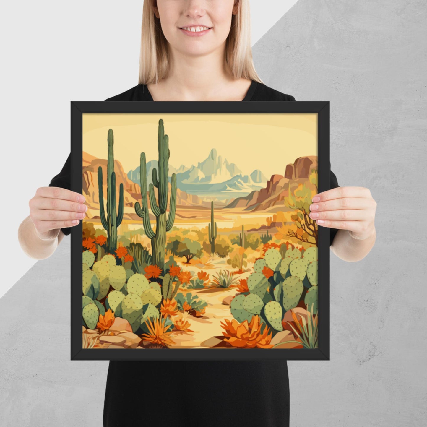 Mountainous Desert Life Framed Poster