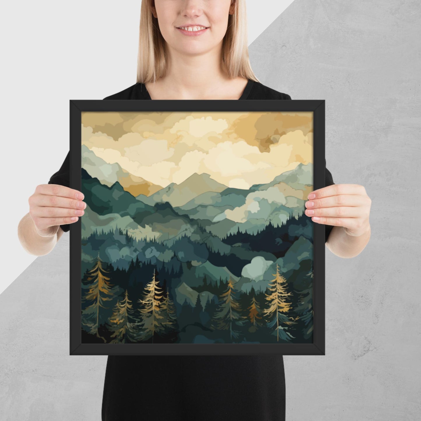 Mountainous Forest Framed Poster