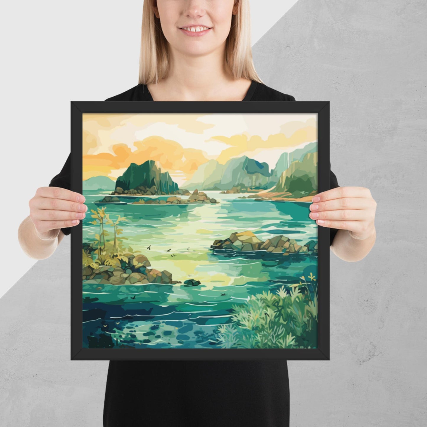 Tropical Island Rocks Framed Poster