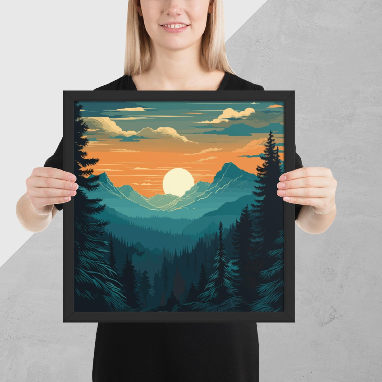 Forest Skyline Sunset Framed Poster