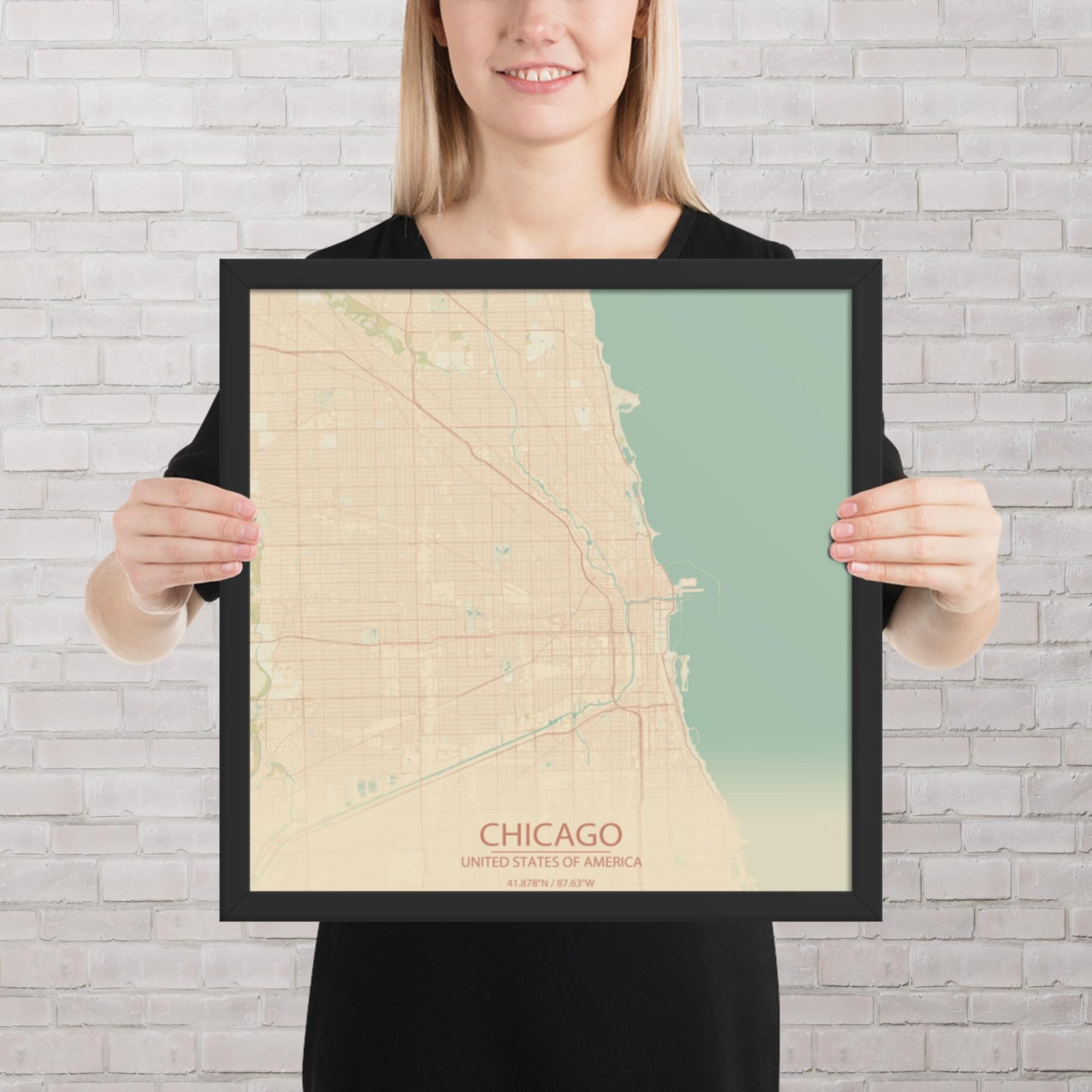Chicago Vintage Style Framed Map