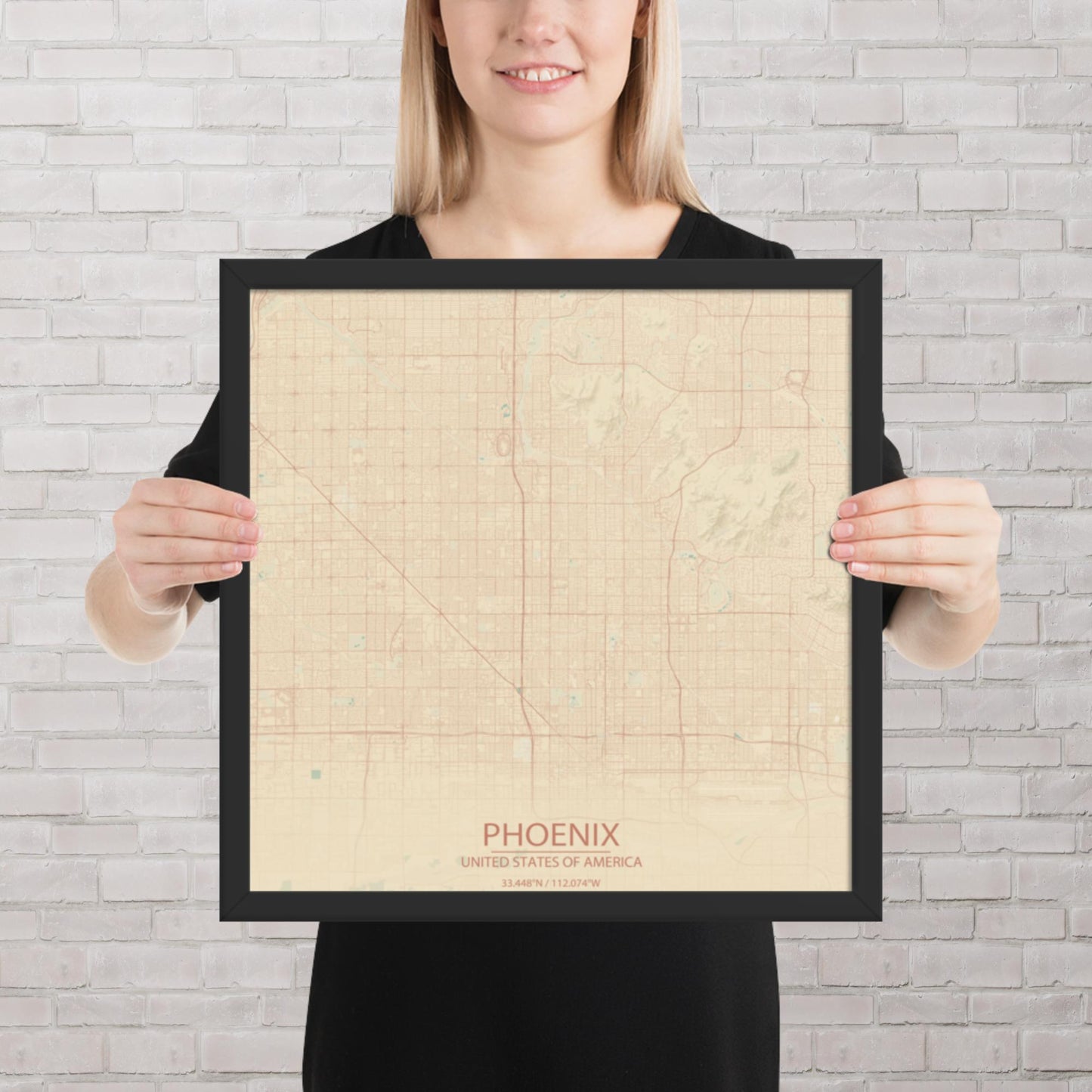 Phoenix Vintage Style Framed Map