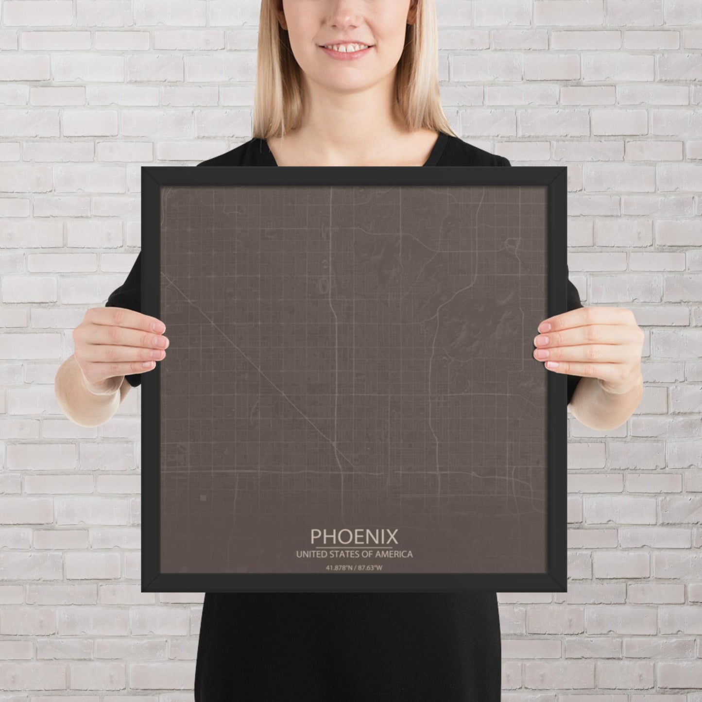 Phoenix Brown and Grey Framed Map