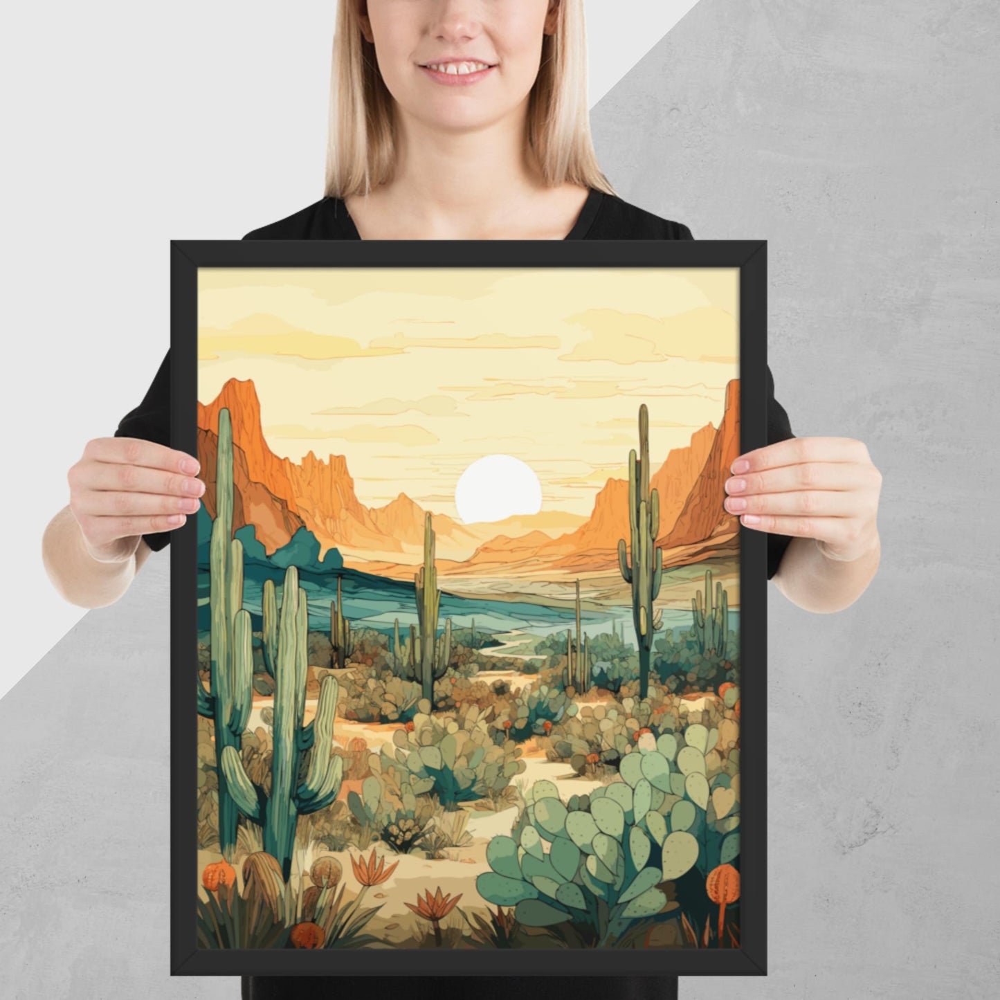 Desert Hills Shrubs Framed Poster