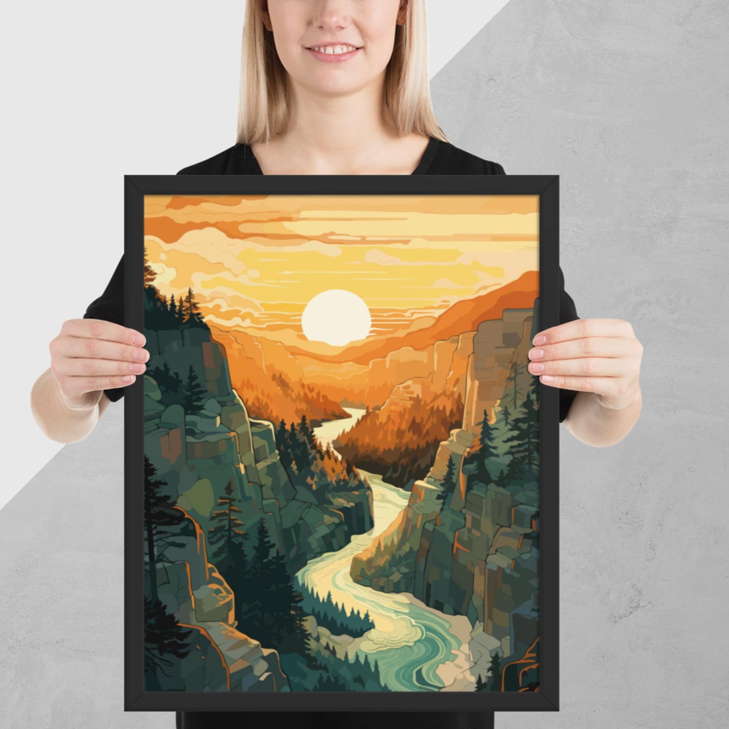 Canyon River Sunset Framed Poster