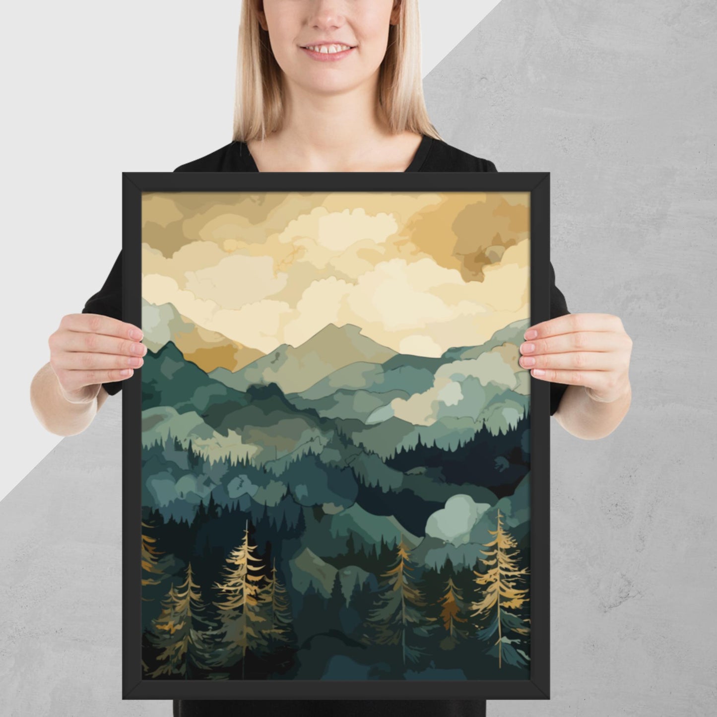 Mountainous Forest Framed Poster