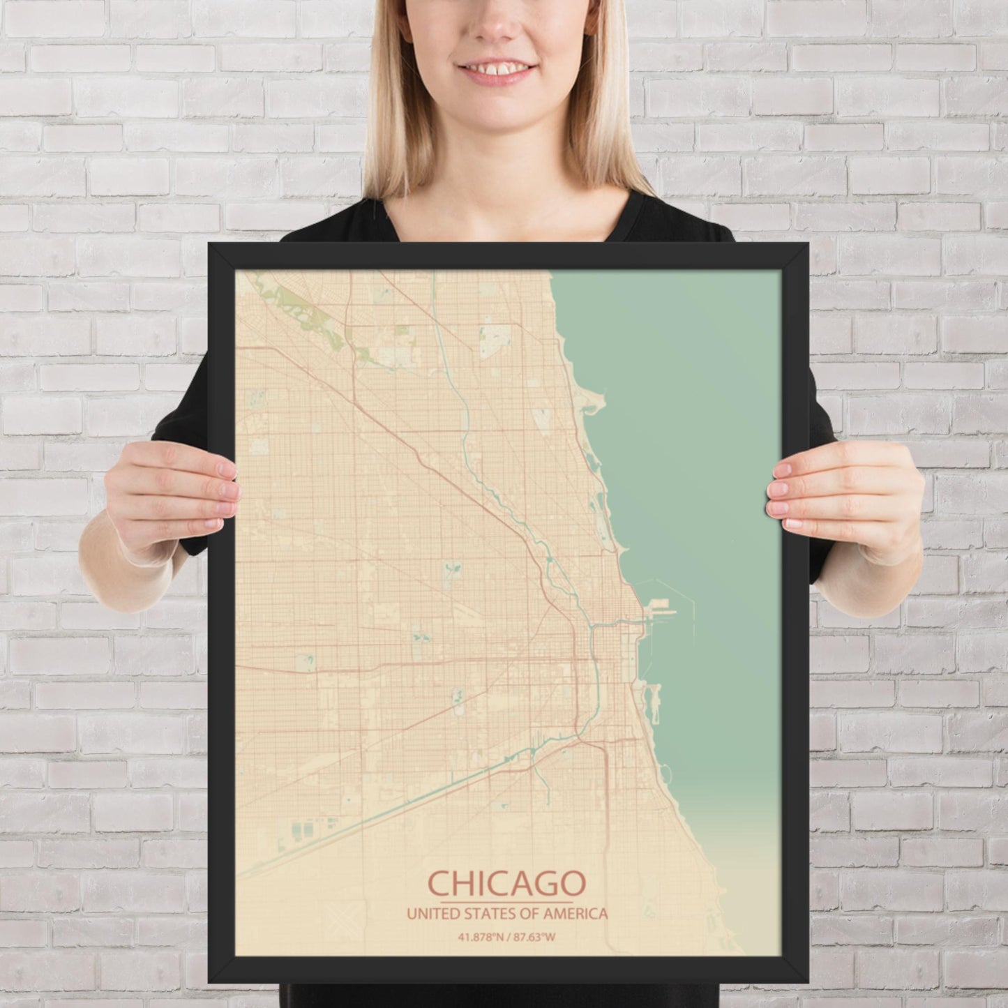Chicago Vintage Style Framed Map