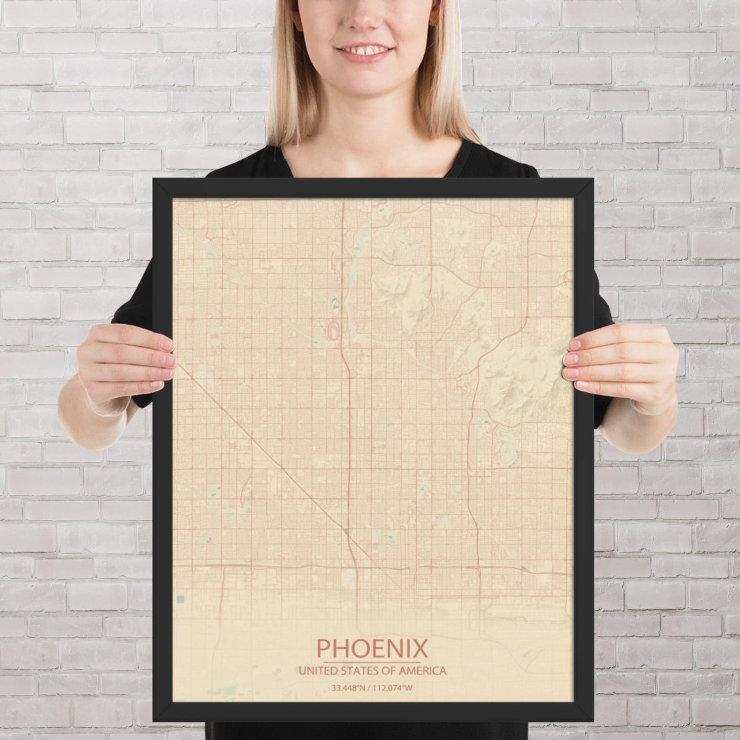 Phoenix Vintage Style Framed Map