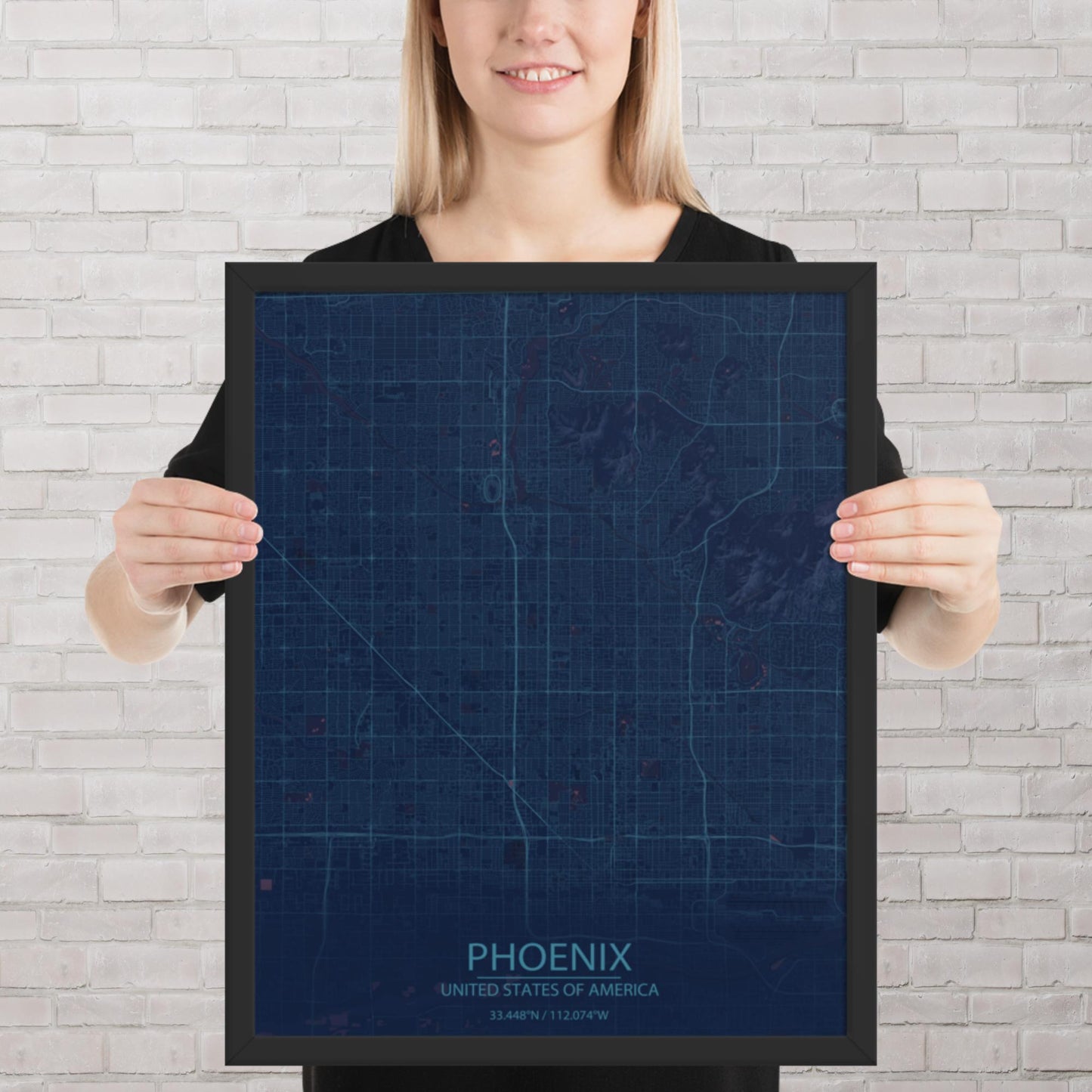 Phoenix Blue and Purple Framed Map