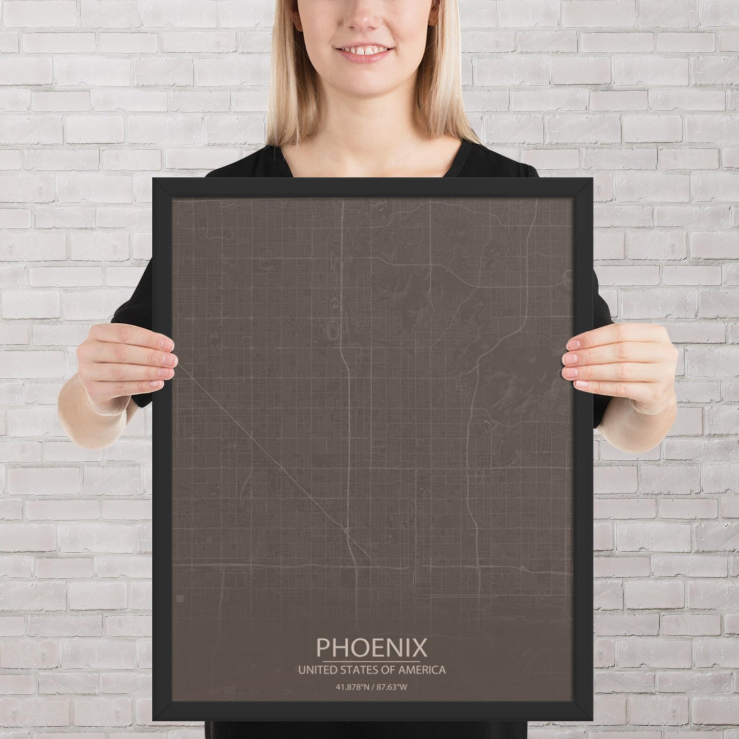 Phoenix Brown and Grey Framed Map