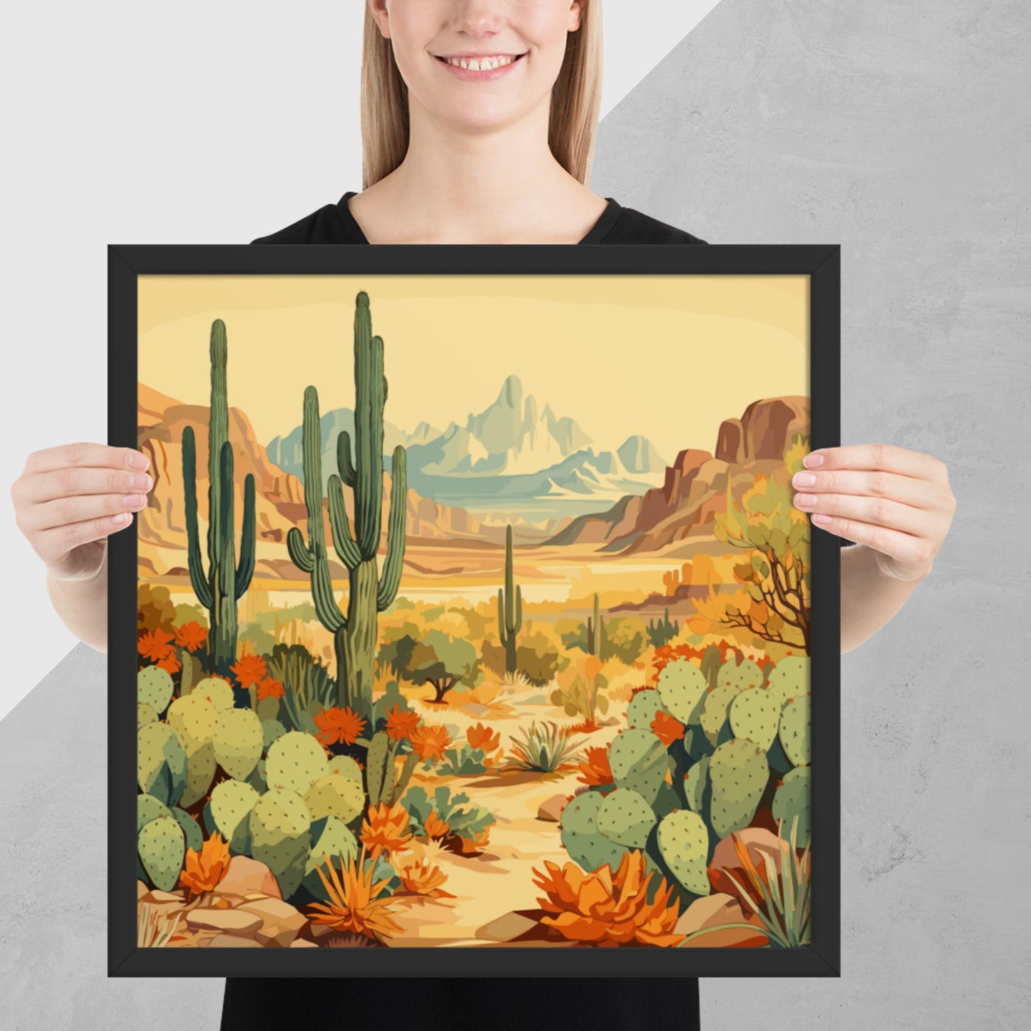 Mountainous Desert Life Framed Poster