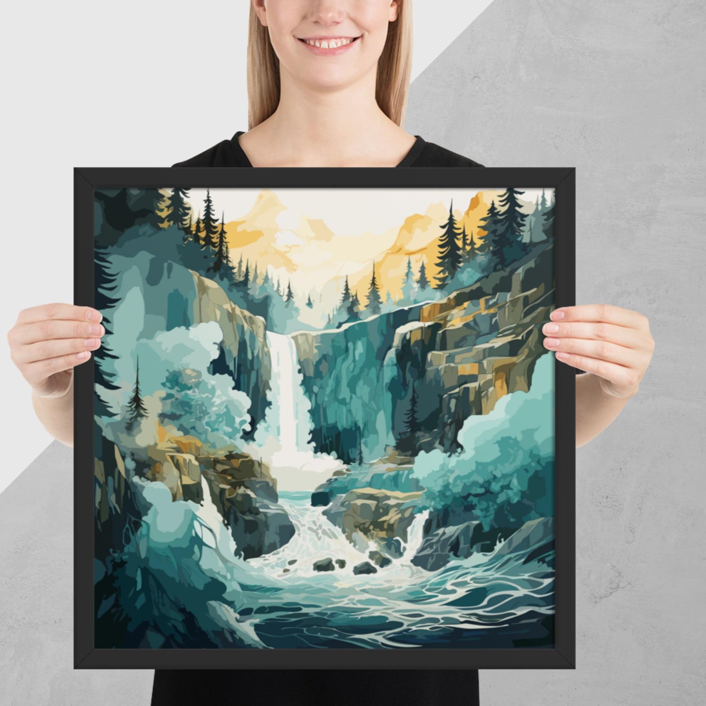 Roaring Forest Waterfall Framed Poster