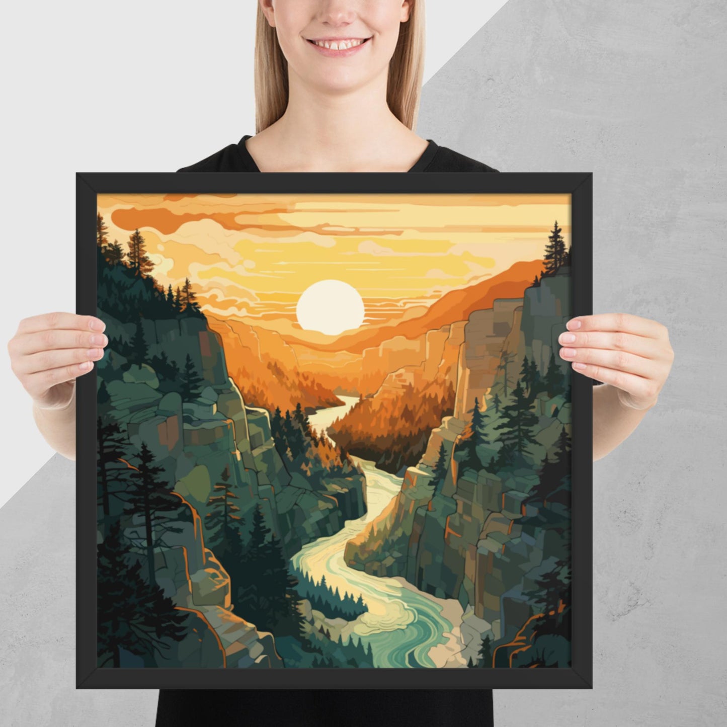 Canyon River Sunset Framed Poster